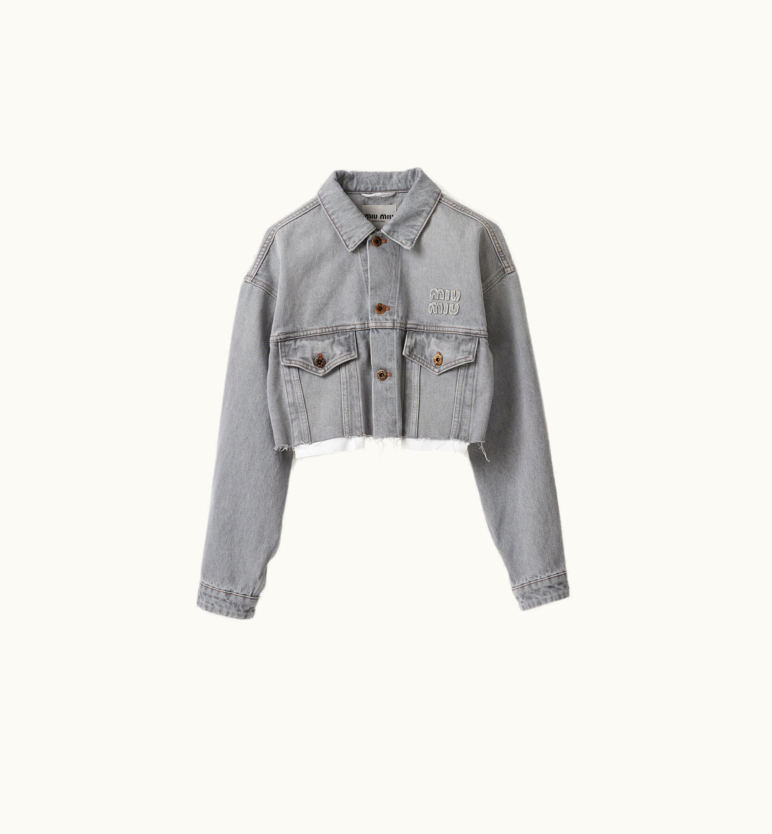 Miu Miu Miu Miu Denim Blouson Jacket Grey