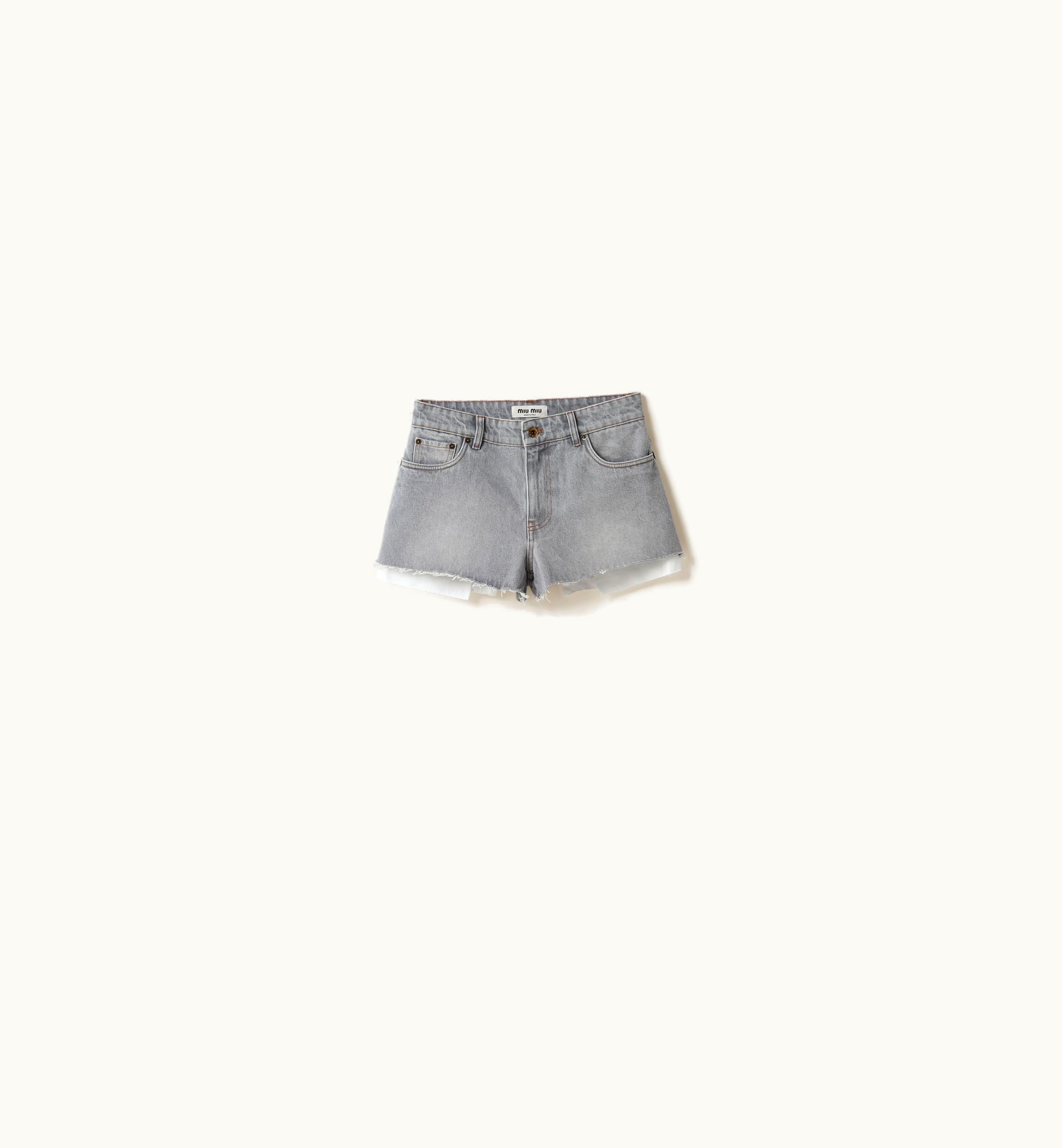 Miu Miu Miu Miu Denim Shorts Grey