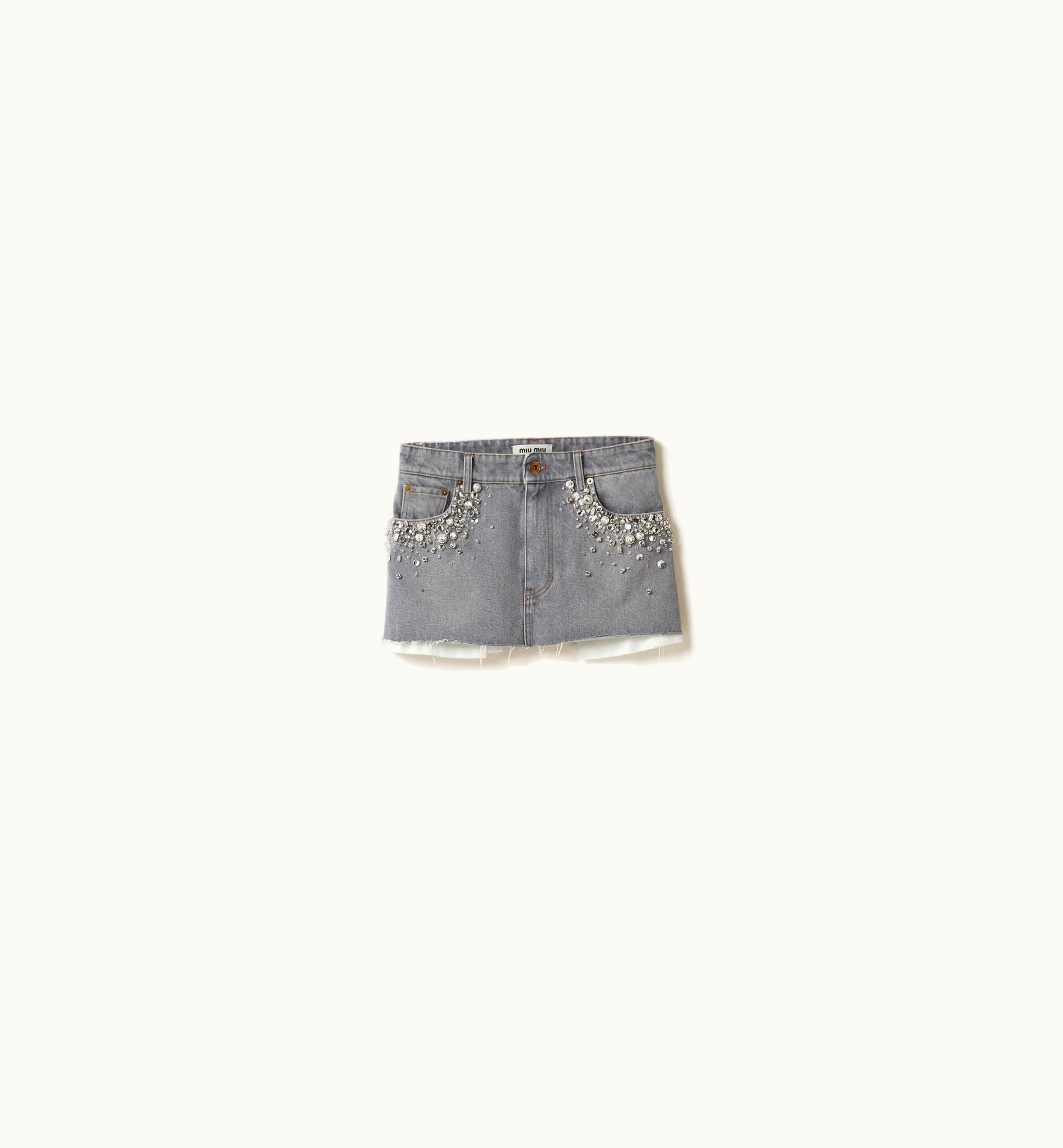Miu Miu Miu Miu Classic Denim Miniskirt Grey