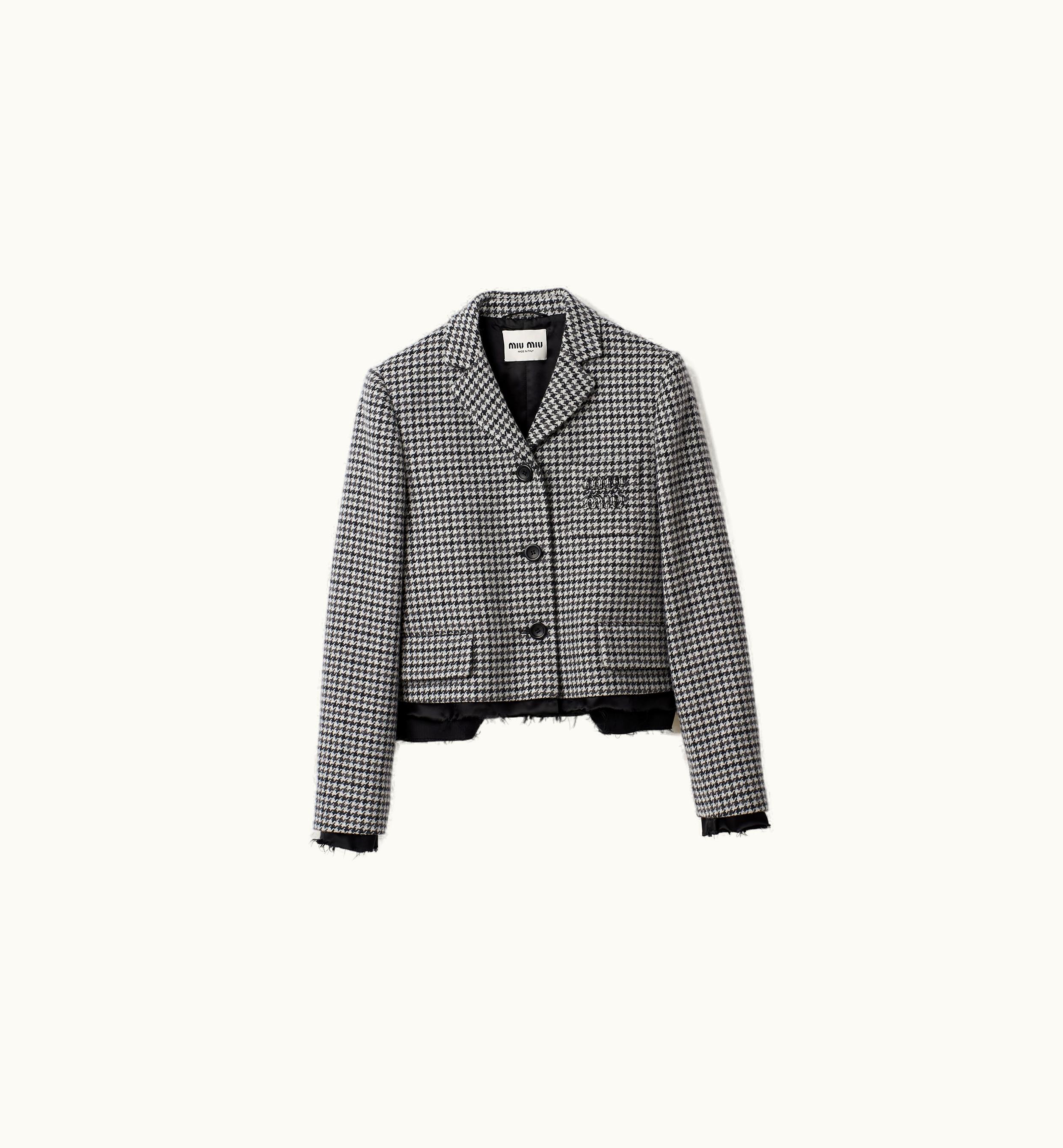 Miu Miu Miu Miu Single-breasted Houndstooth Check Jacket Gray / Black
