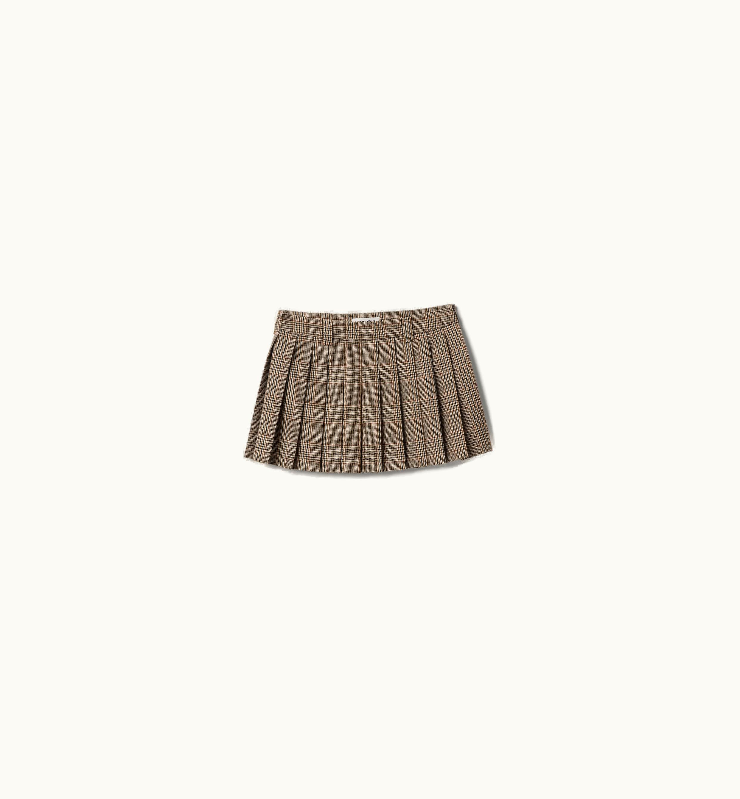 Miu Miu Miu Miu Prince Of Wales Check Skirt Tobacco