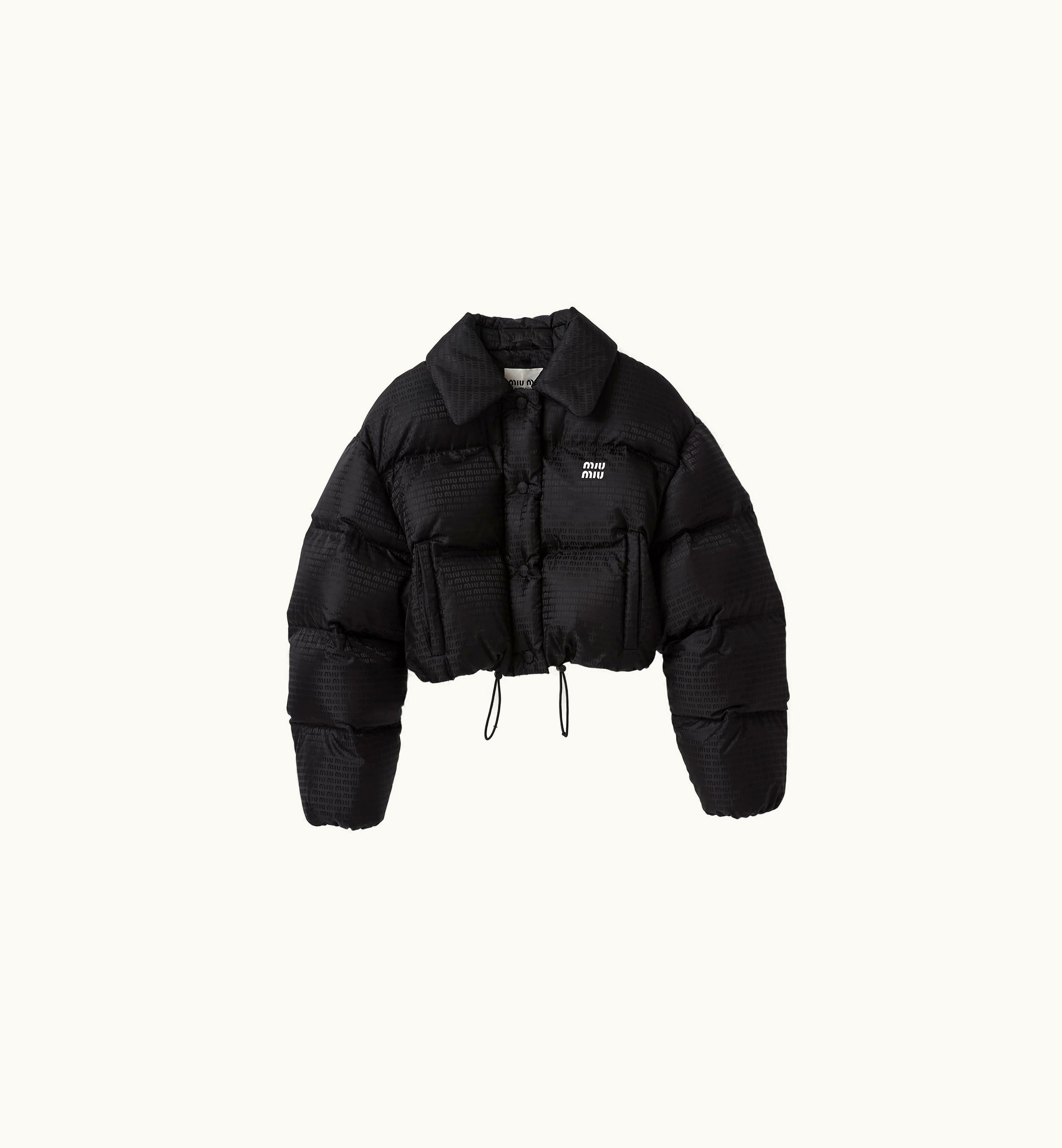 Miu Miu Miu Miu Cropped Nylon Down Jacket Black