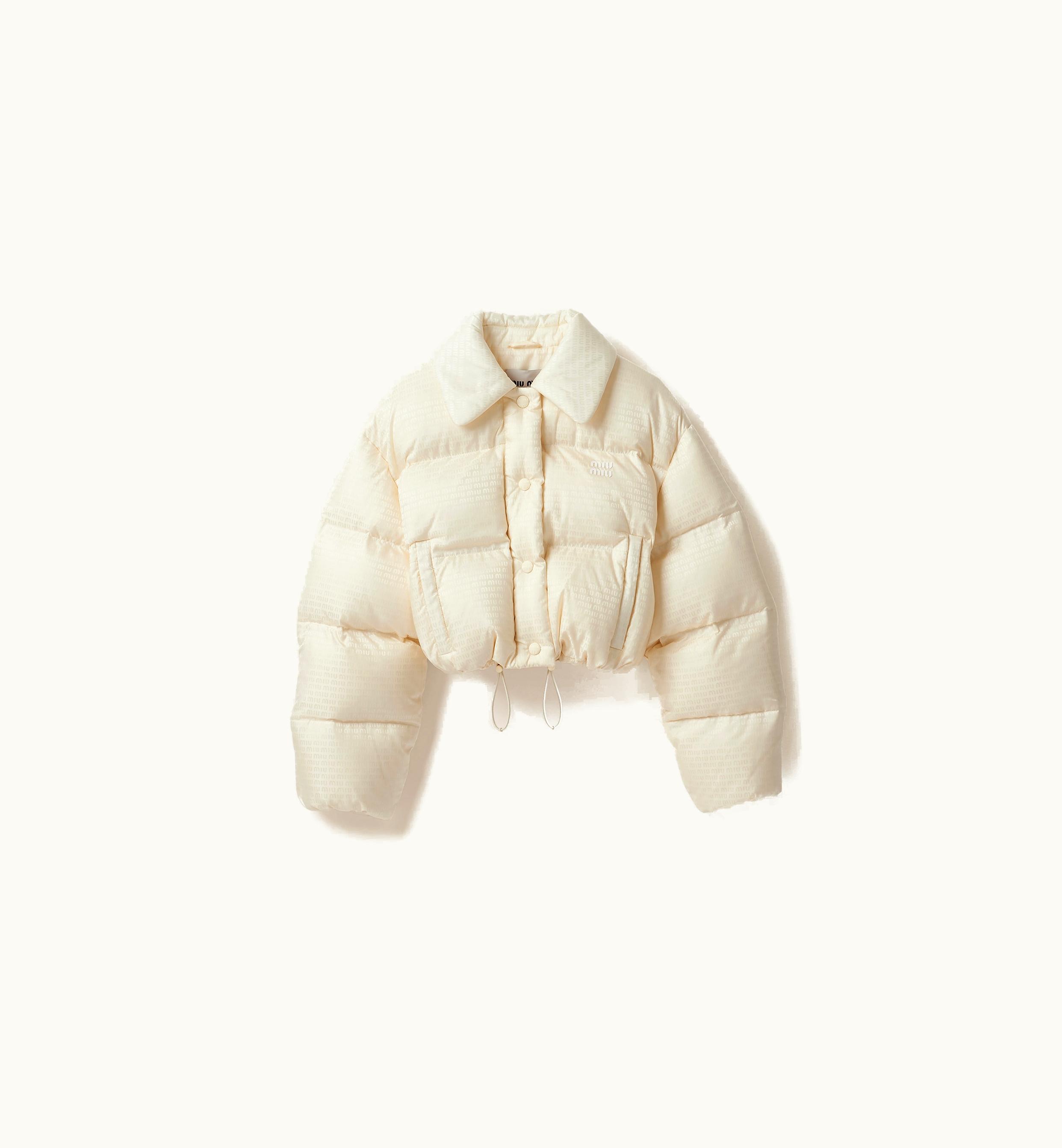 Miu Miu Miu Miu Cropped Nylon Down Jacket Vanilla
