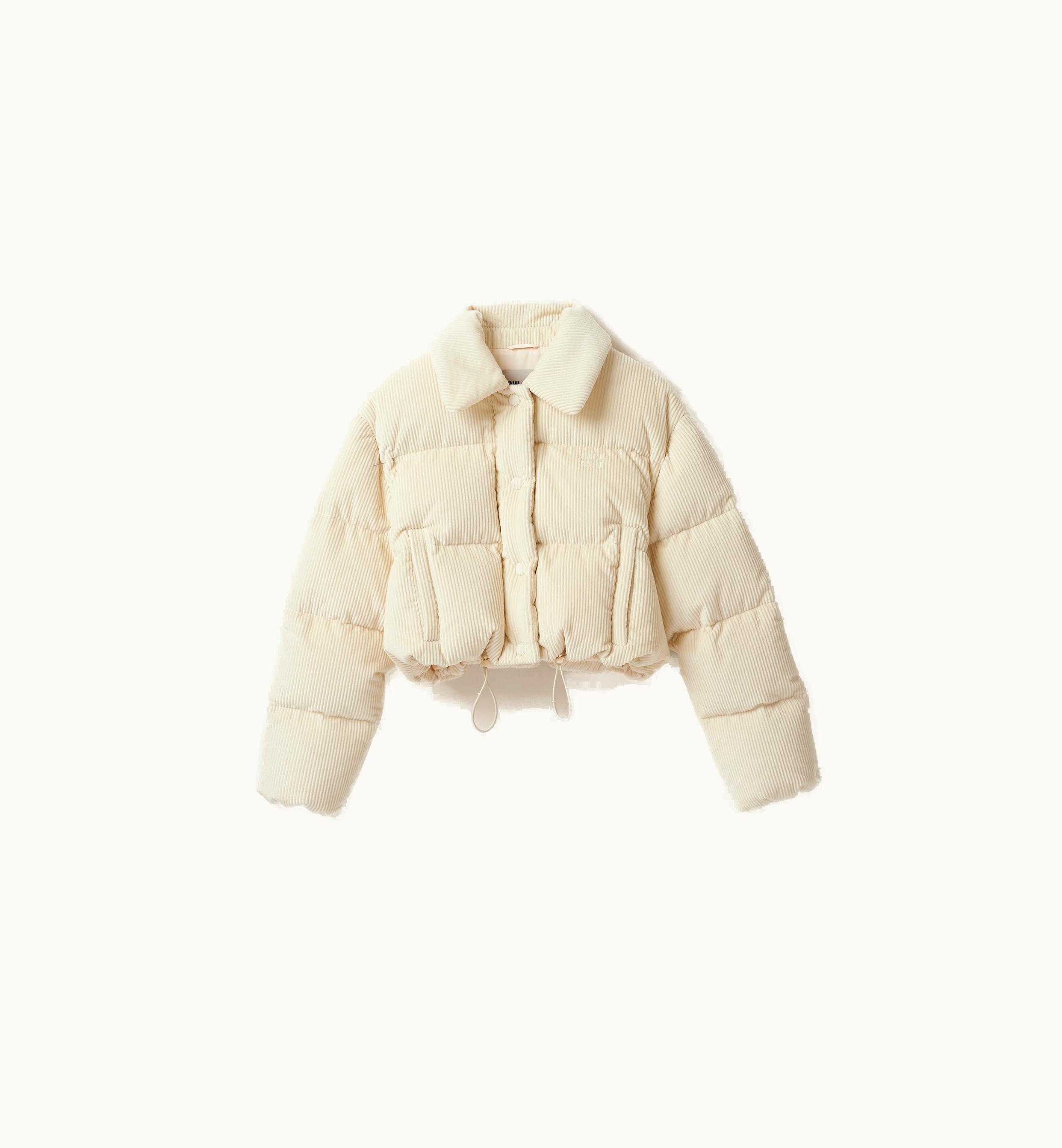 Miu Miu Miu Miu Cropped Velvet Down Jacket Ivory