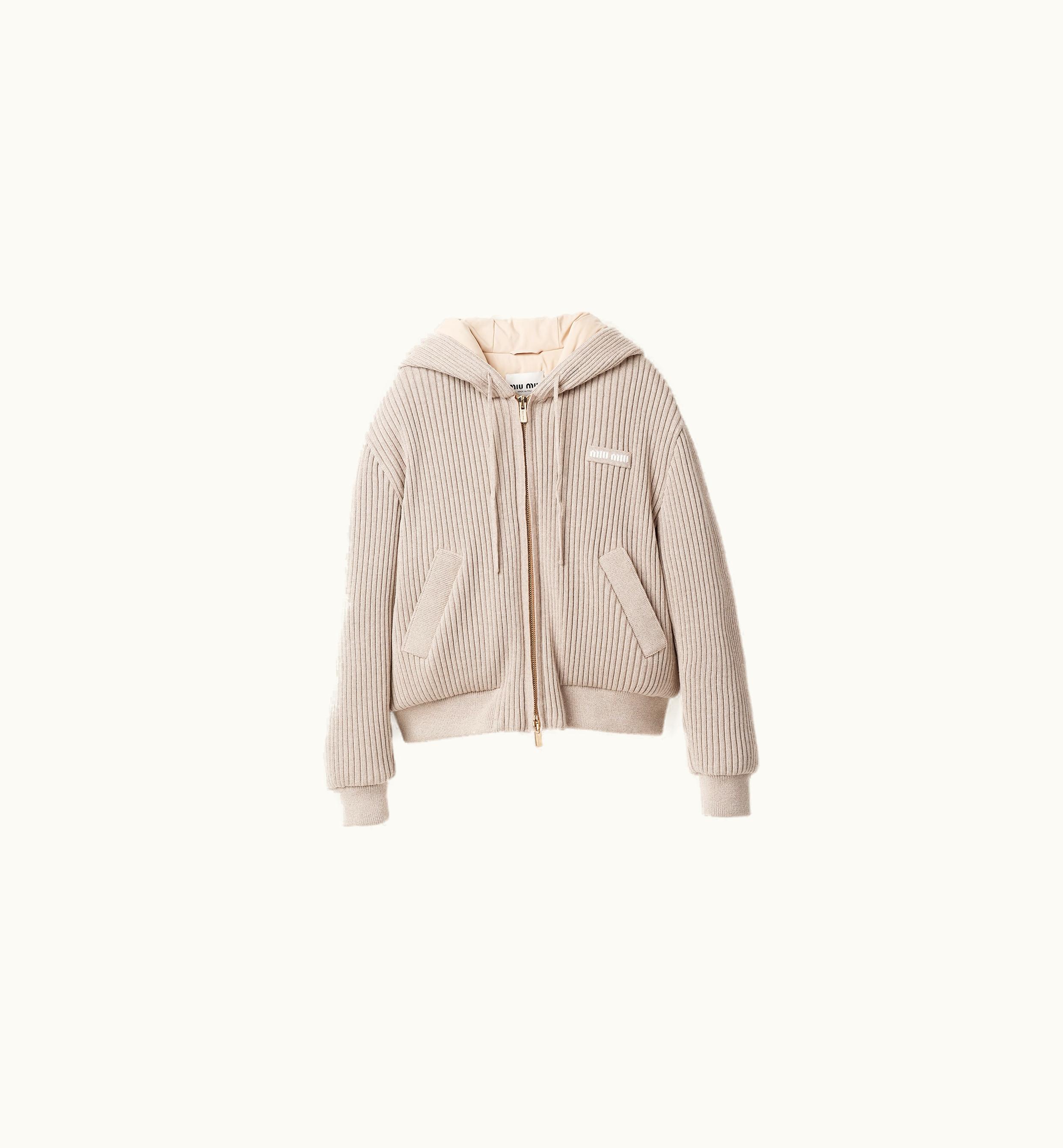 Miu Miu Miu Miu Medium-weight Wool Down Jacket Sand Beige