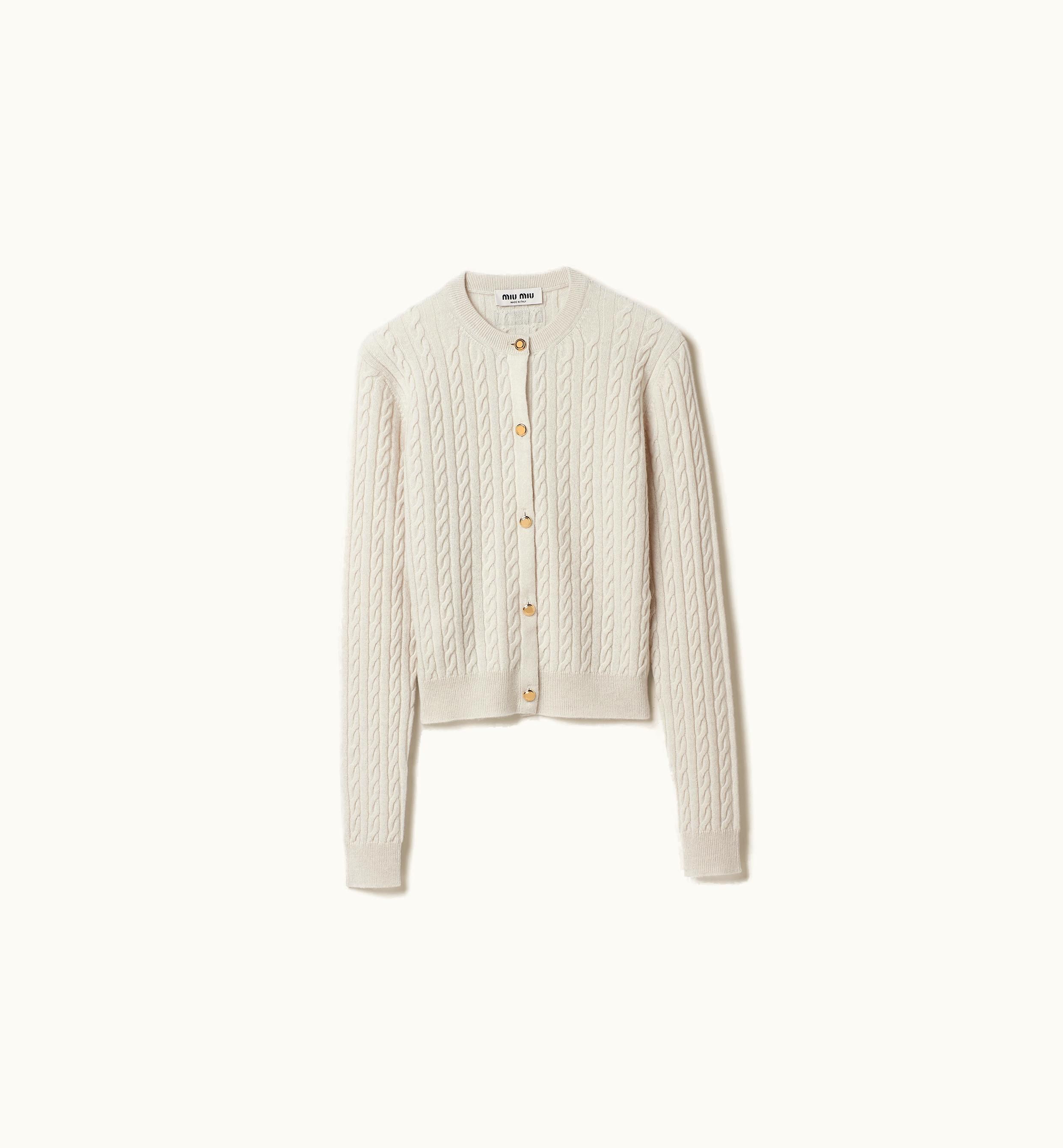 Miu Miu Miu Miu Cashmere Cardigan Chalk White