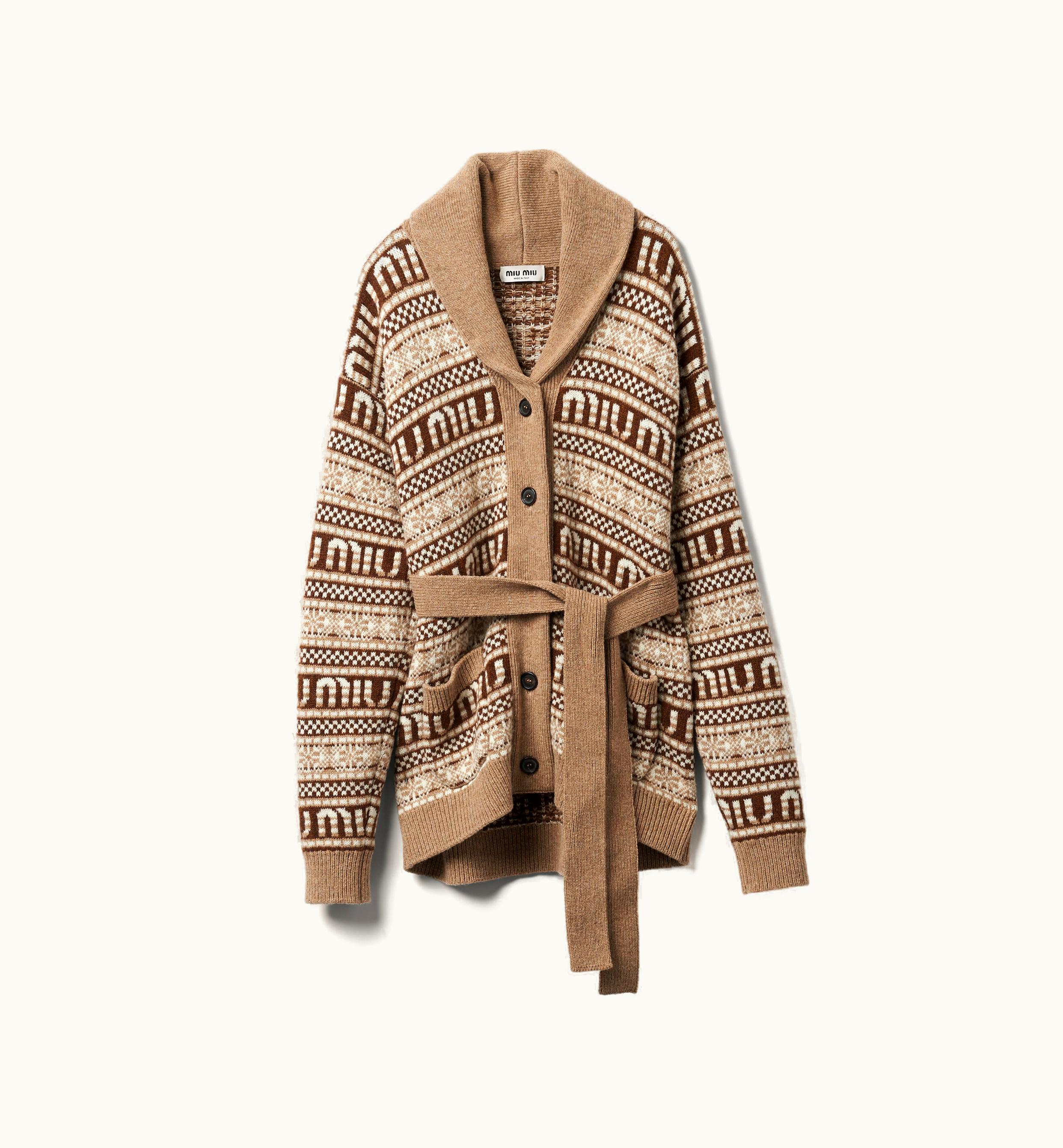 Miu Miu Miu Miu Shetland Wool Cardigan Sand Beige