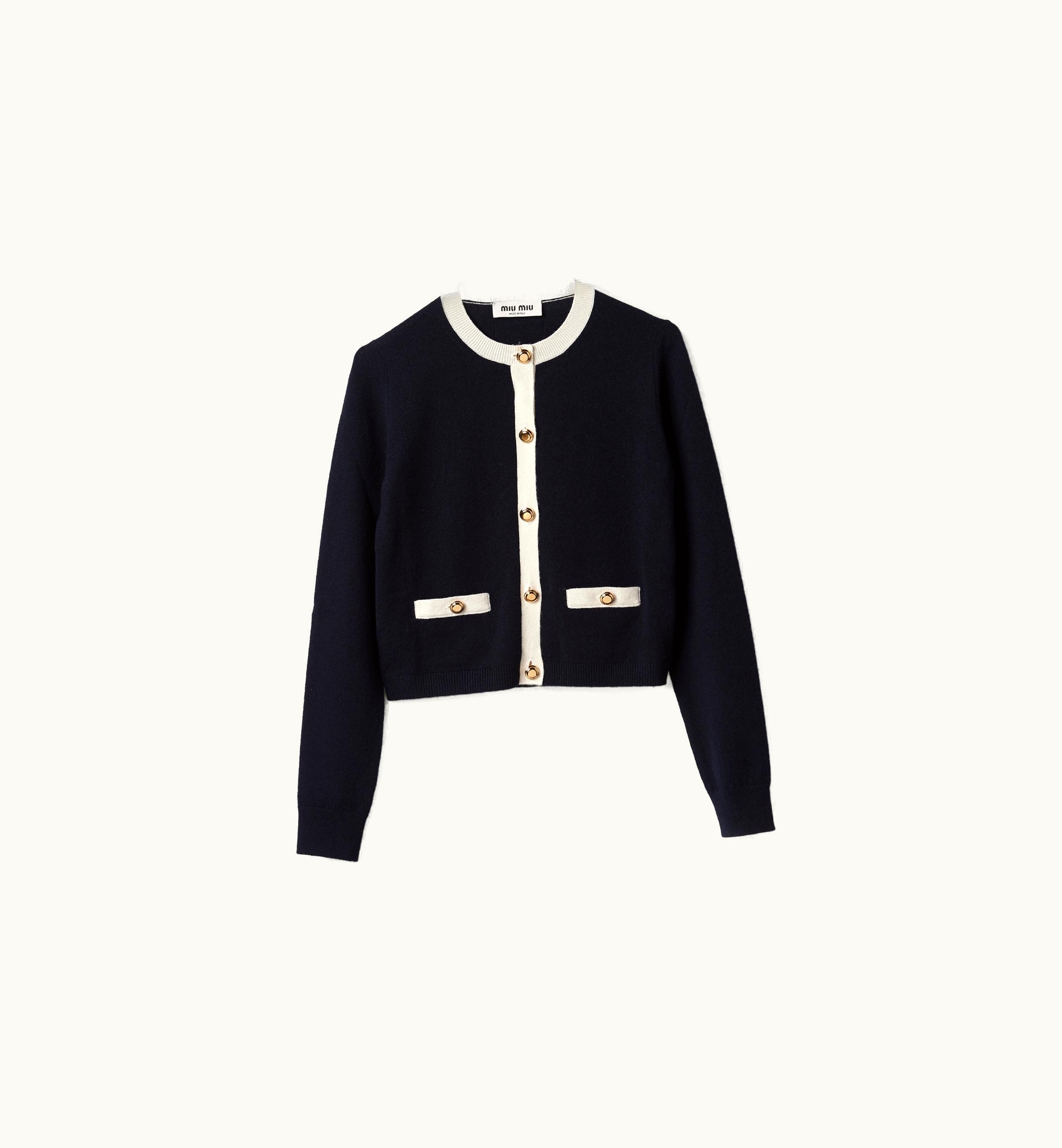 Miu Miu Miu Miu Cashmere Knit Cardigan Blue / White