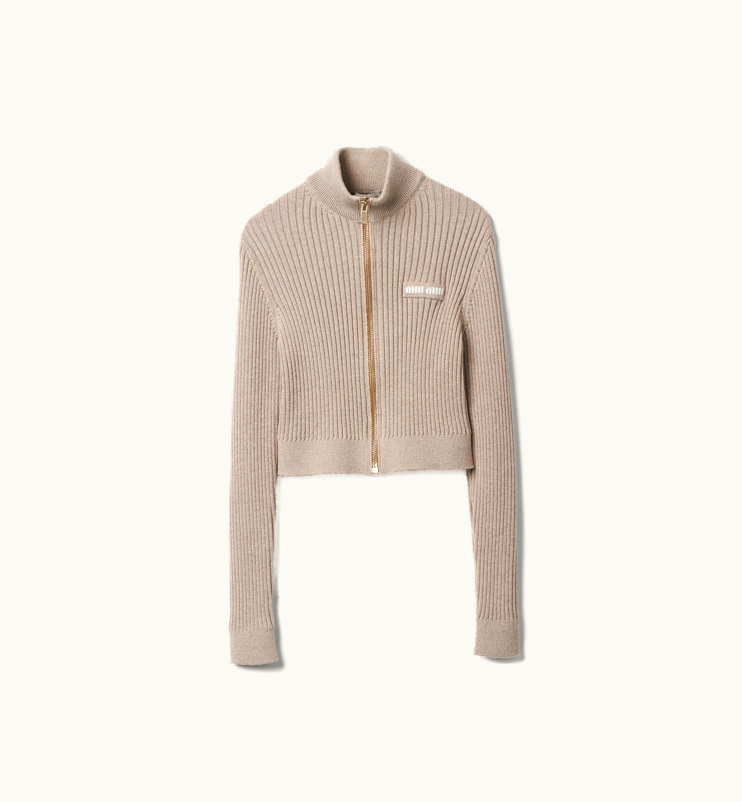 Miu Miu Miu Miu Wool Knit Cardigan Limestone
