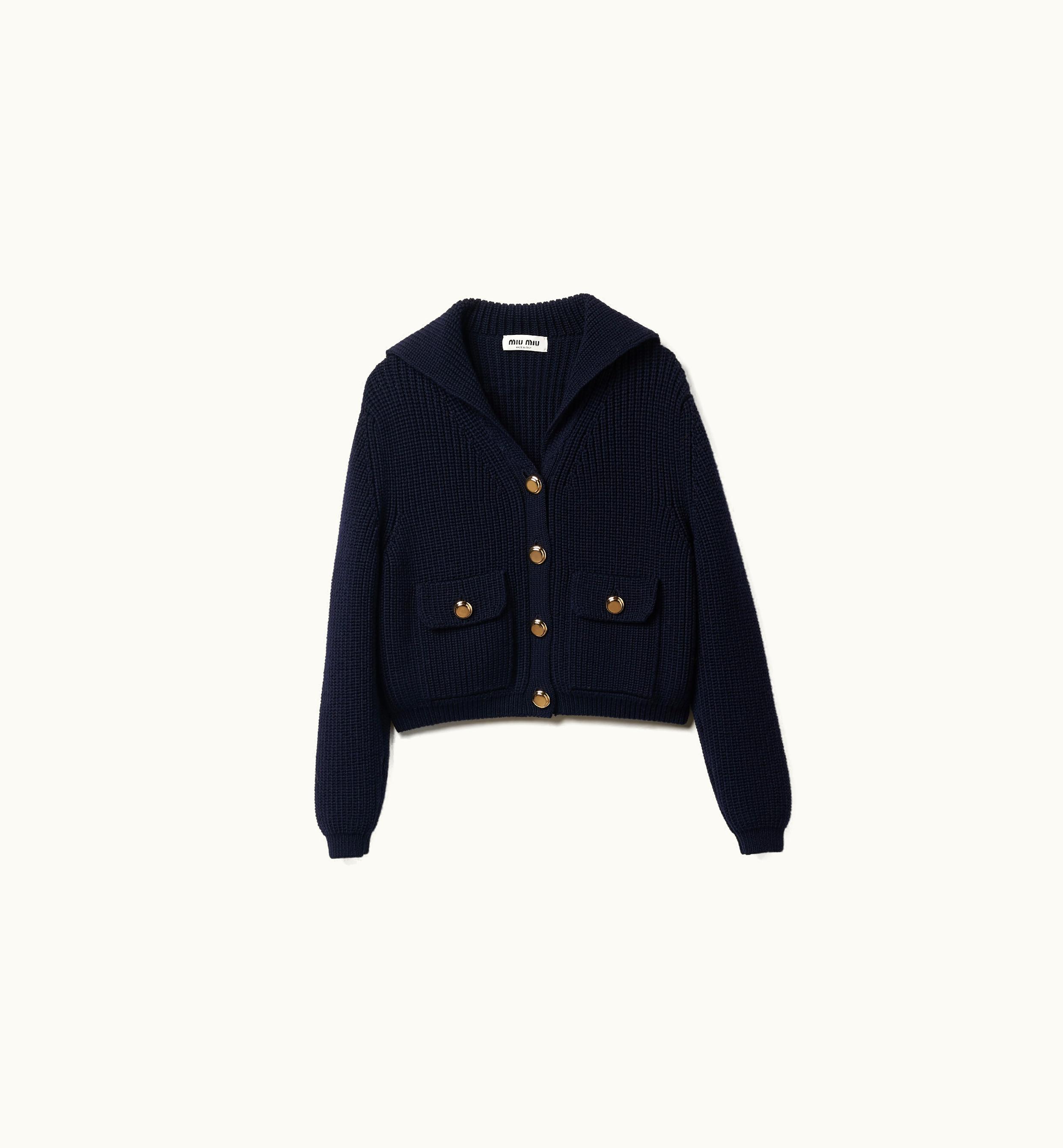 Miu Miu Miu Miu Wool Knit Cardigan Navy