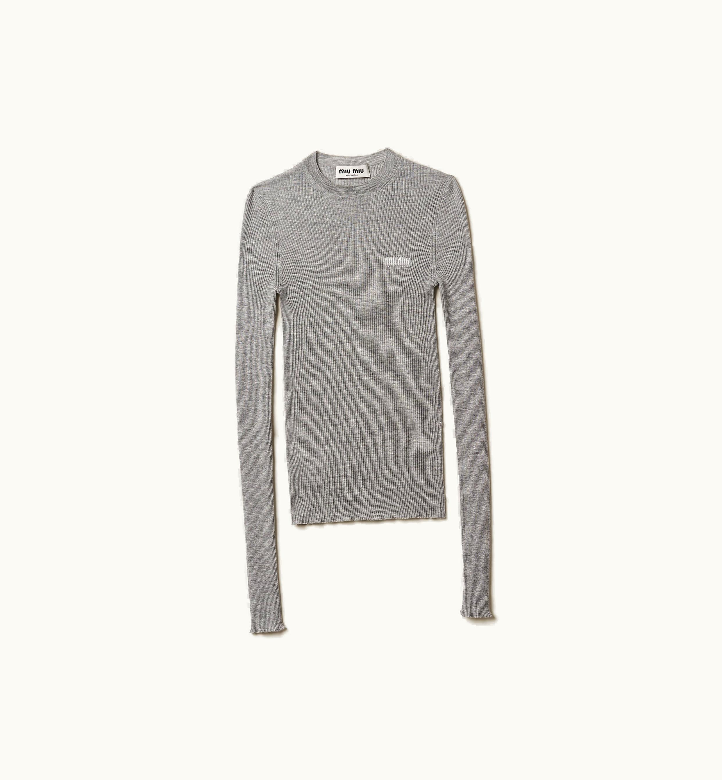 Miu Miu Miu Miu Cashmere And Silk Sweater Grey