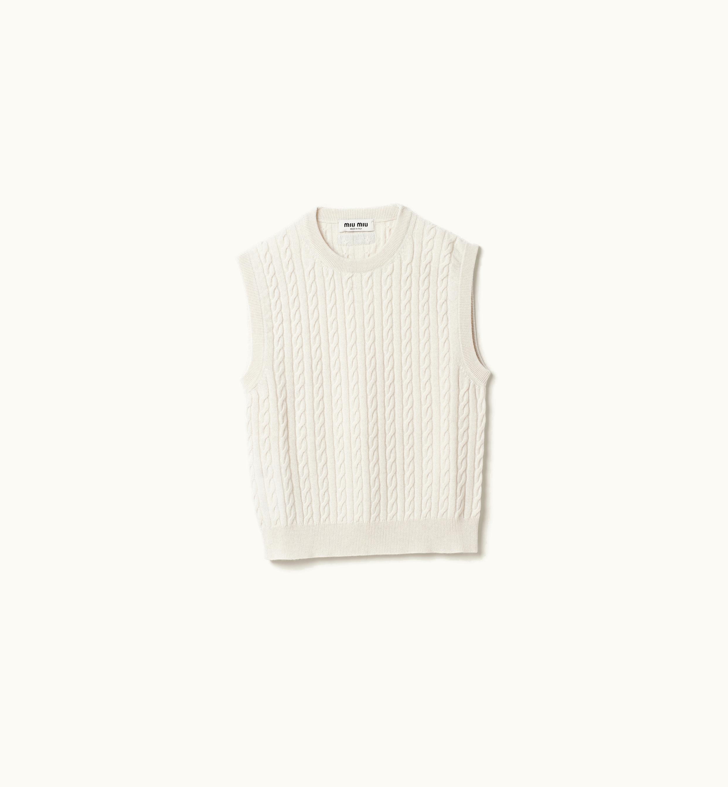 Miu Miu Miu Miu Cashmere Knit Vest Chalk White