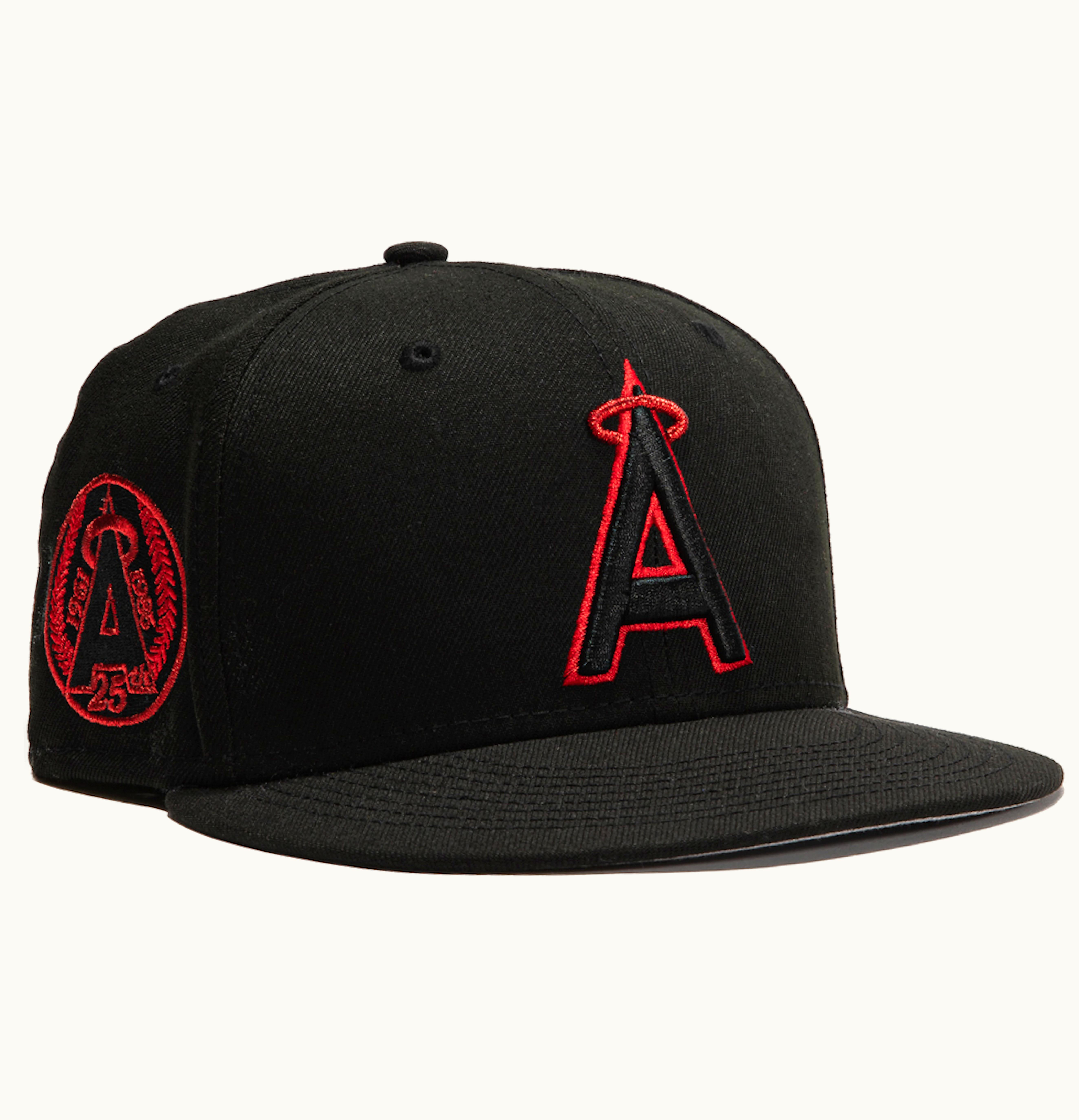 New Era New Era Los Angeles Angels 25th Anniversary Patch Fitted Hat Black Red