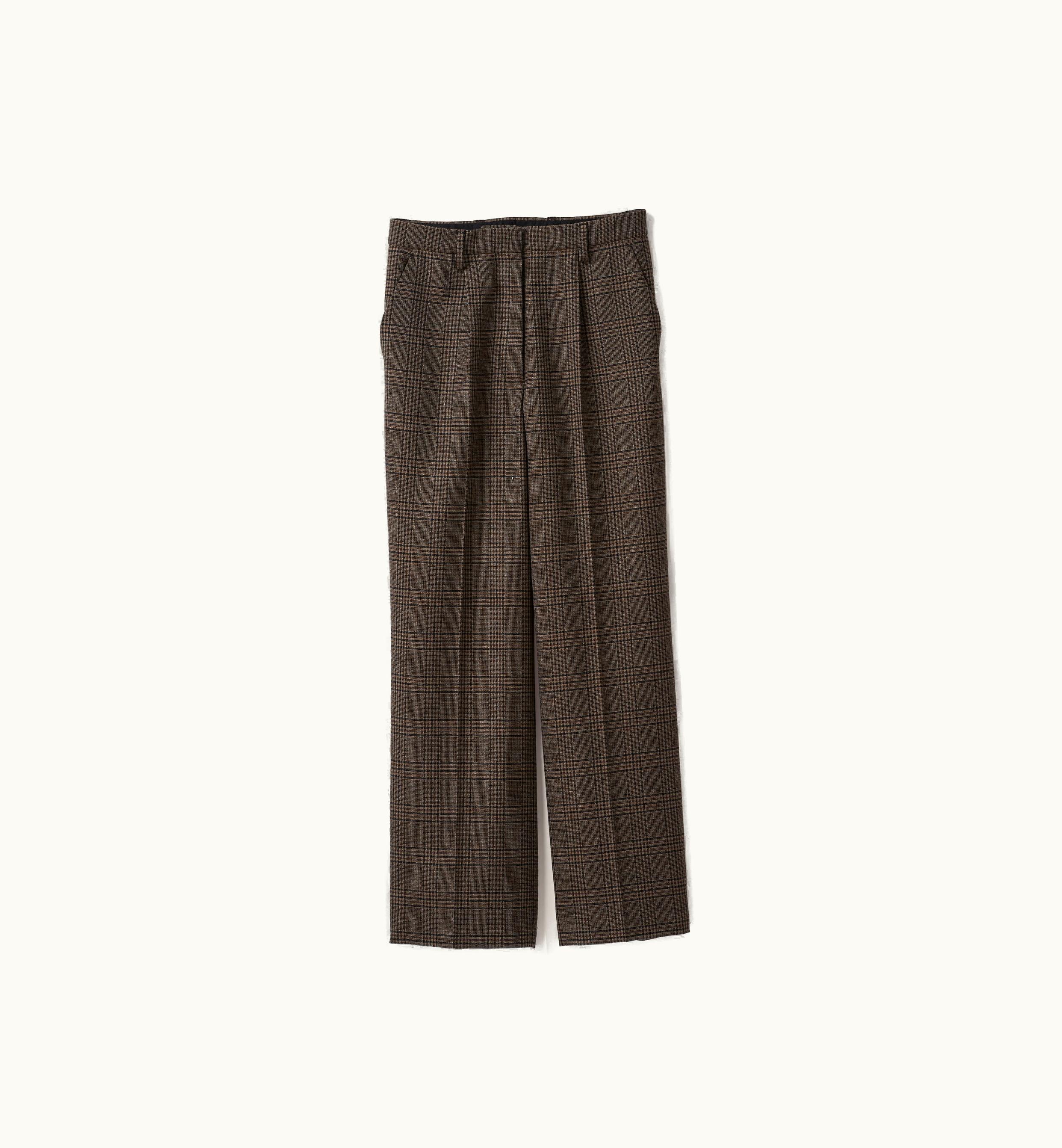 Miu Miu Miu Miu Prince Of Wales Check Pants Bark Brown