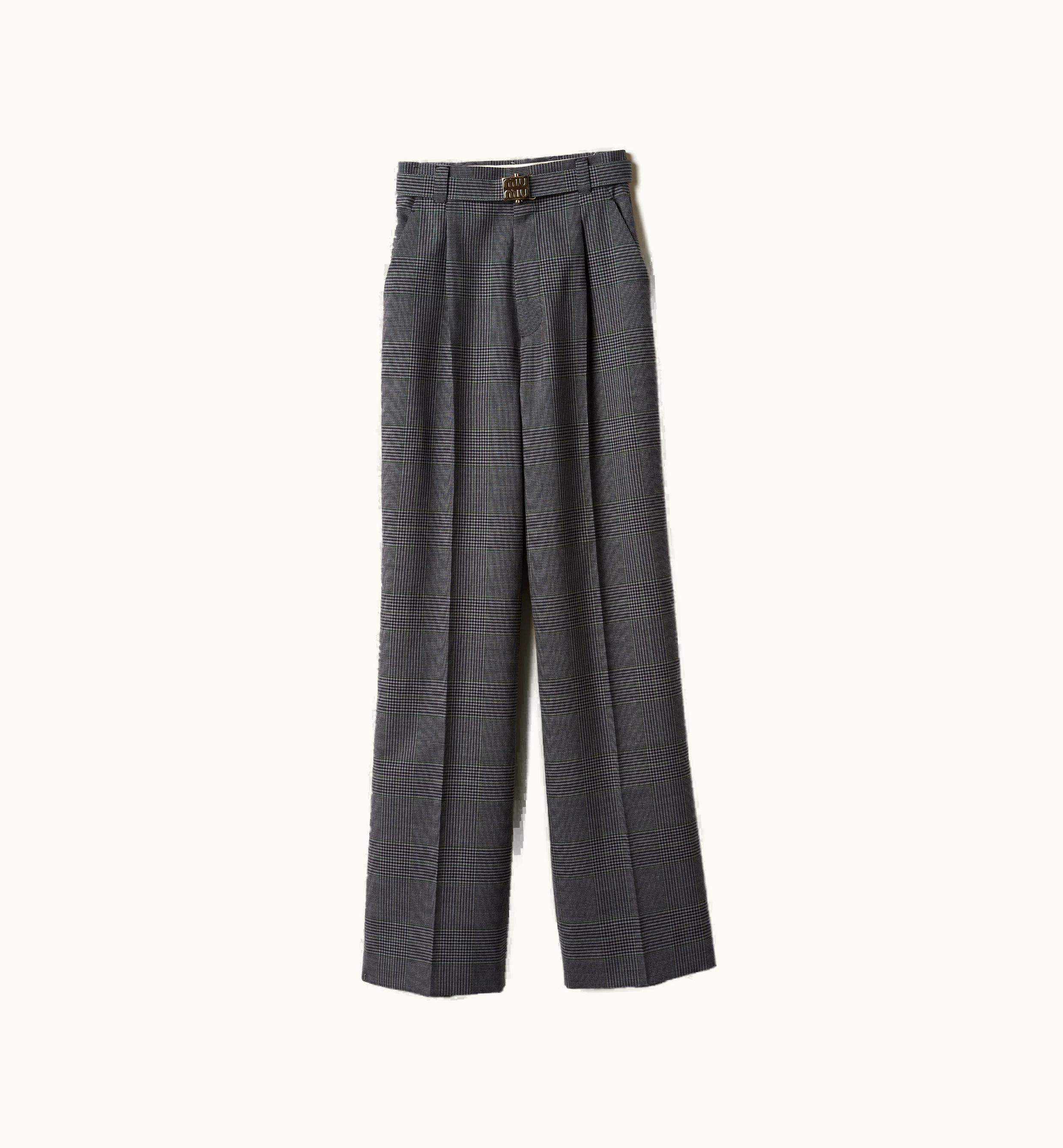 Miu Miu Miu Miu Prince Of Wales Check Pants Anthracite Gray