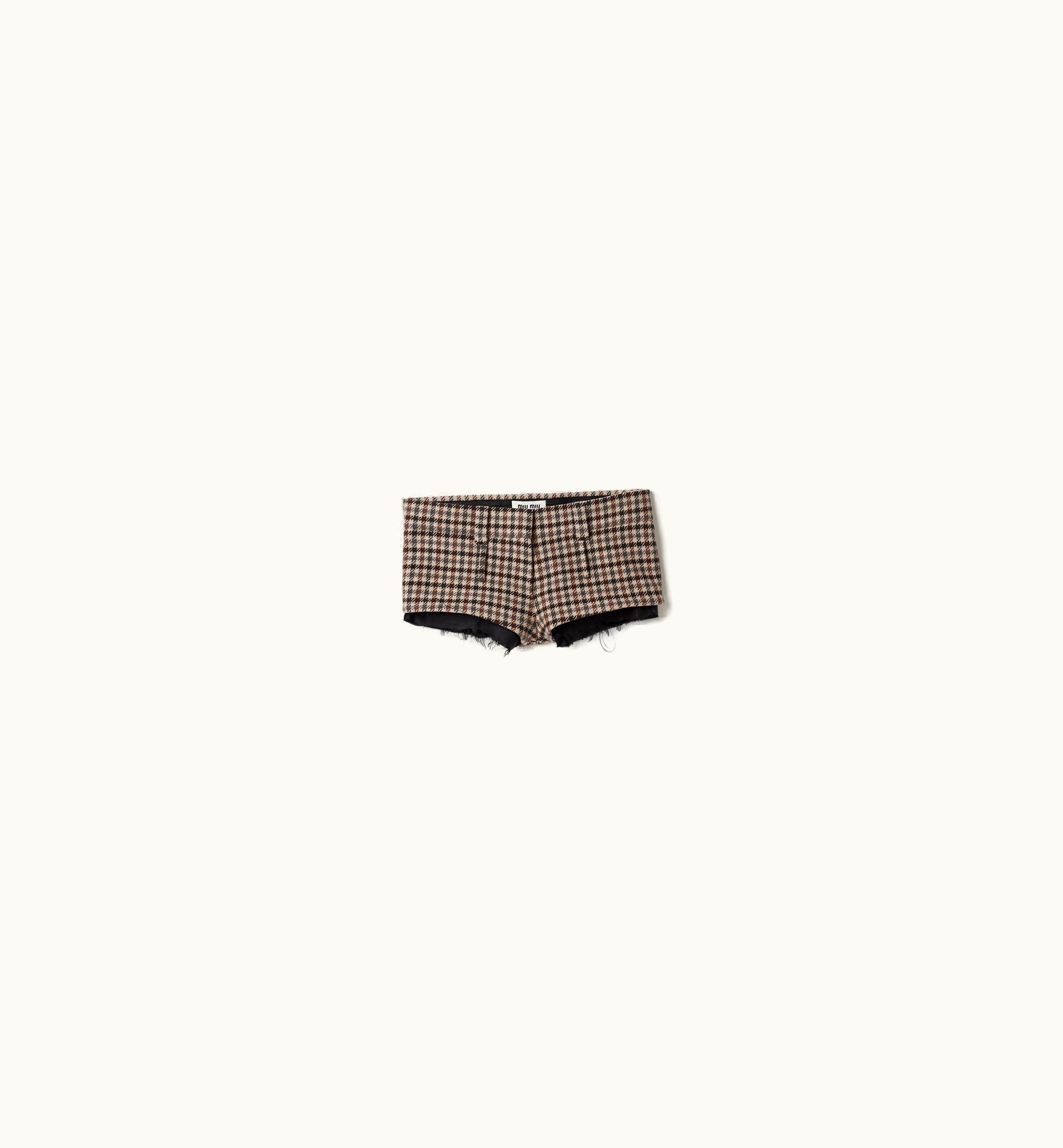 Miu Miu Miu Miu Houndstooth Check Shorts Sand+tobacco