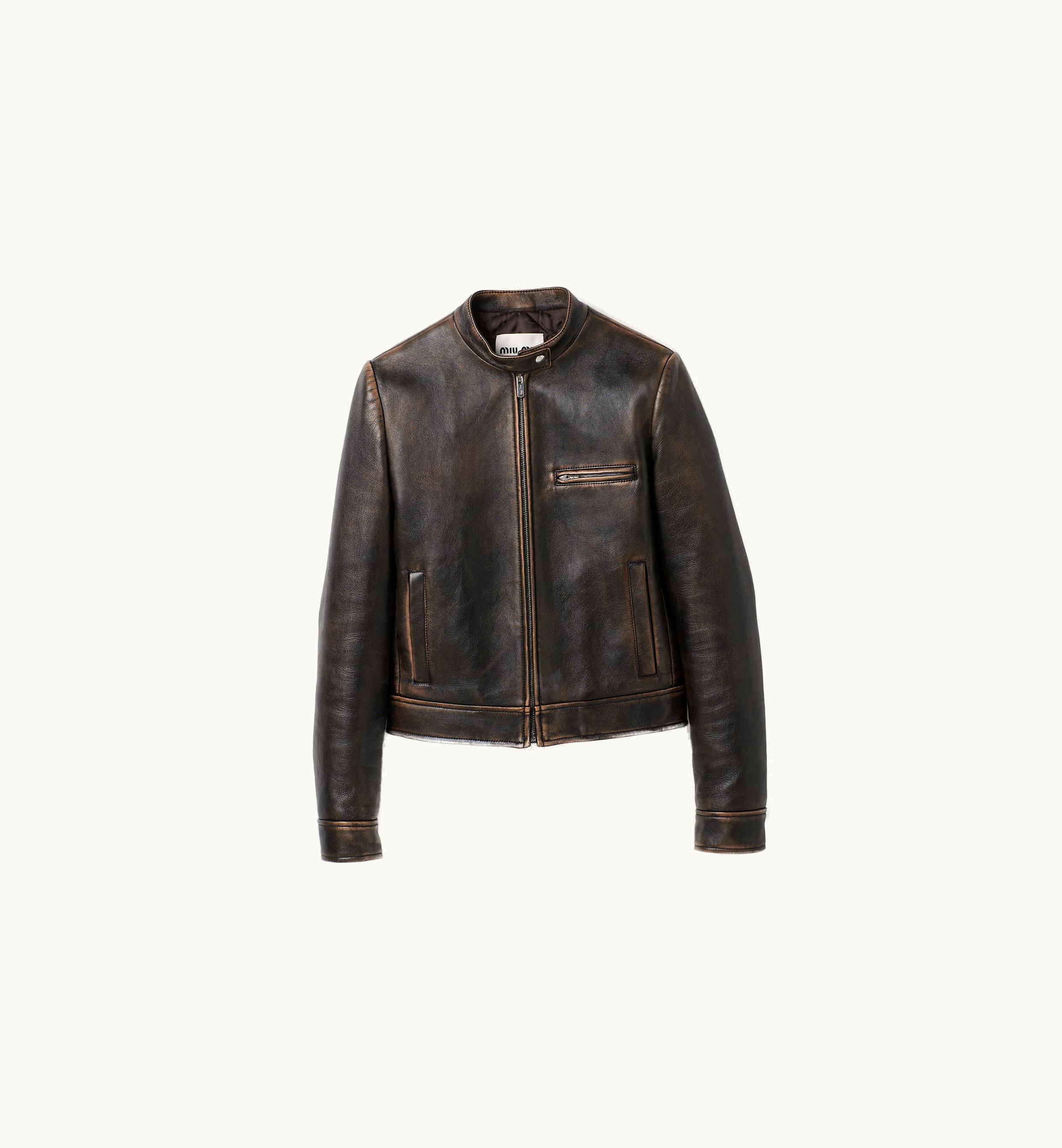 Miu Miu Miu Miu Nappa Leather Jacket Sand / Coffee