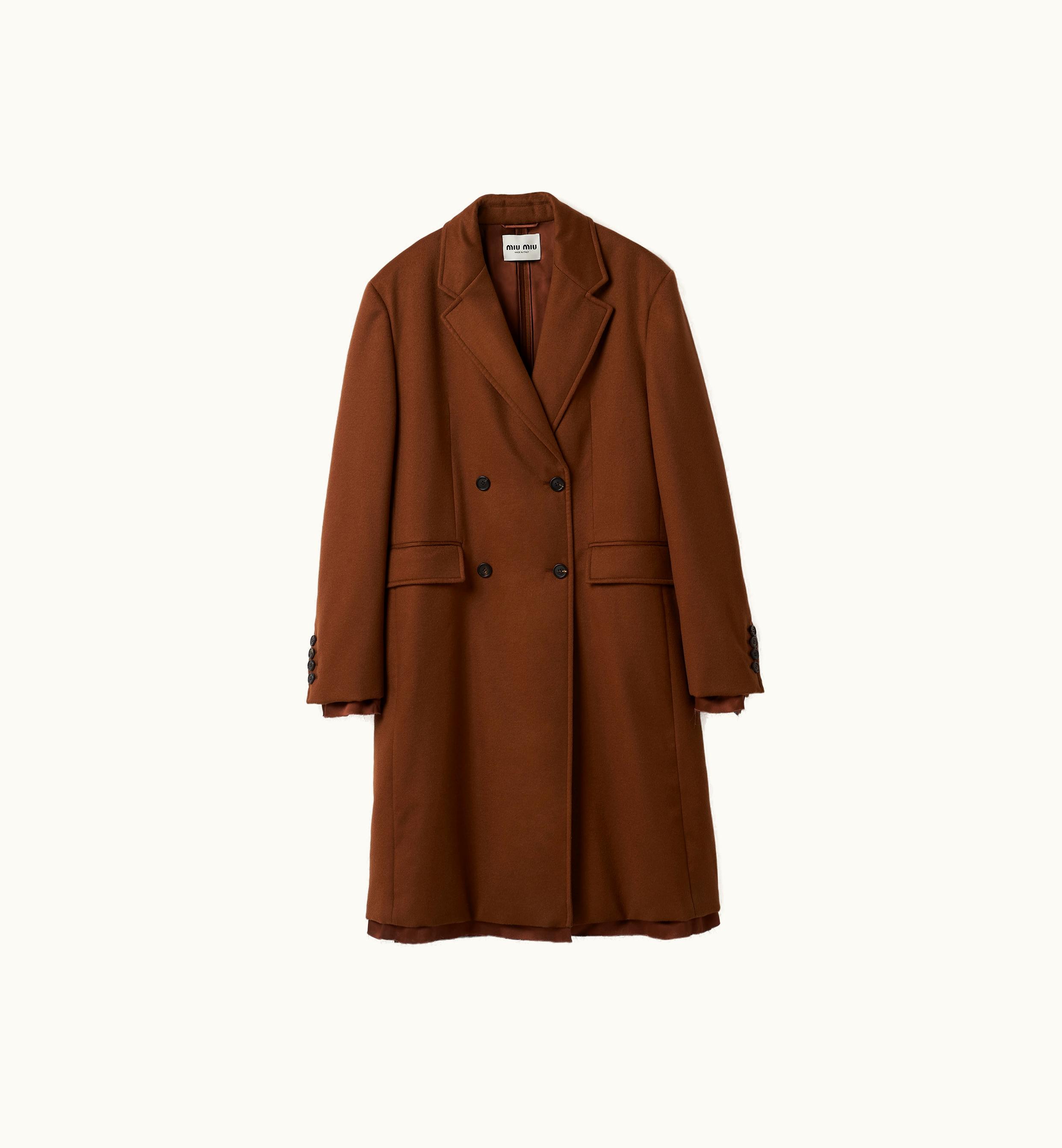 Miu Miu Miu Miu Double-breasted Velour Coat Tobacco