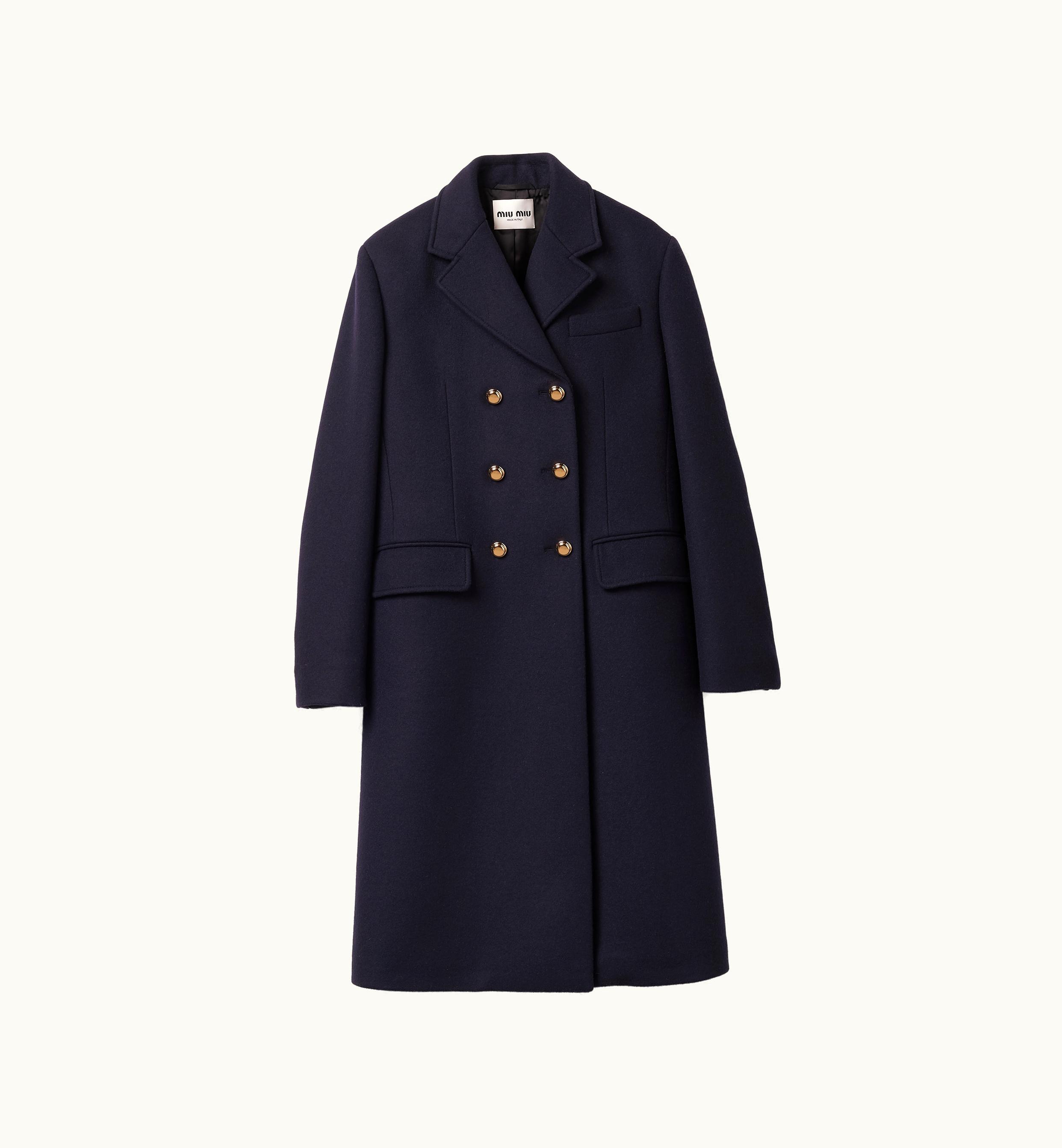 Miu Miu Miu Miu Double-breasted Cloth Coat Navy