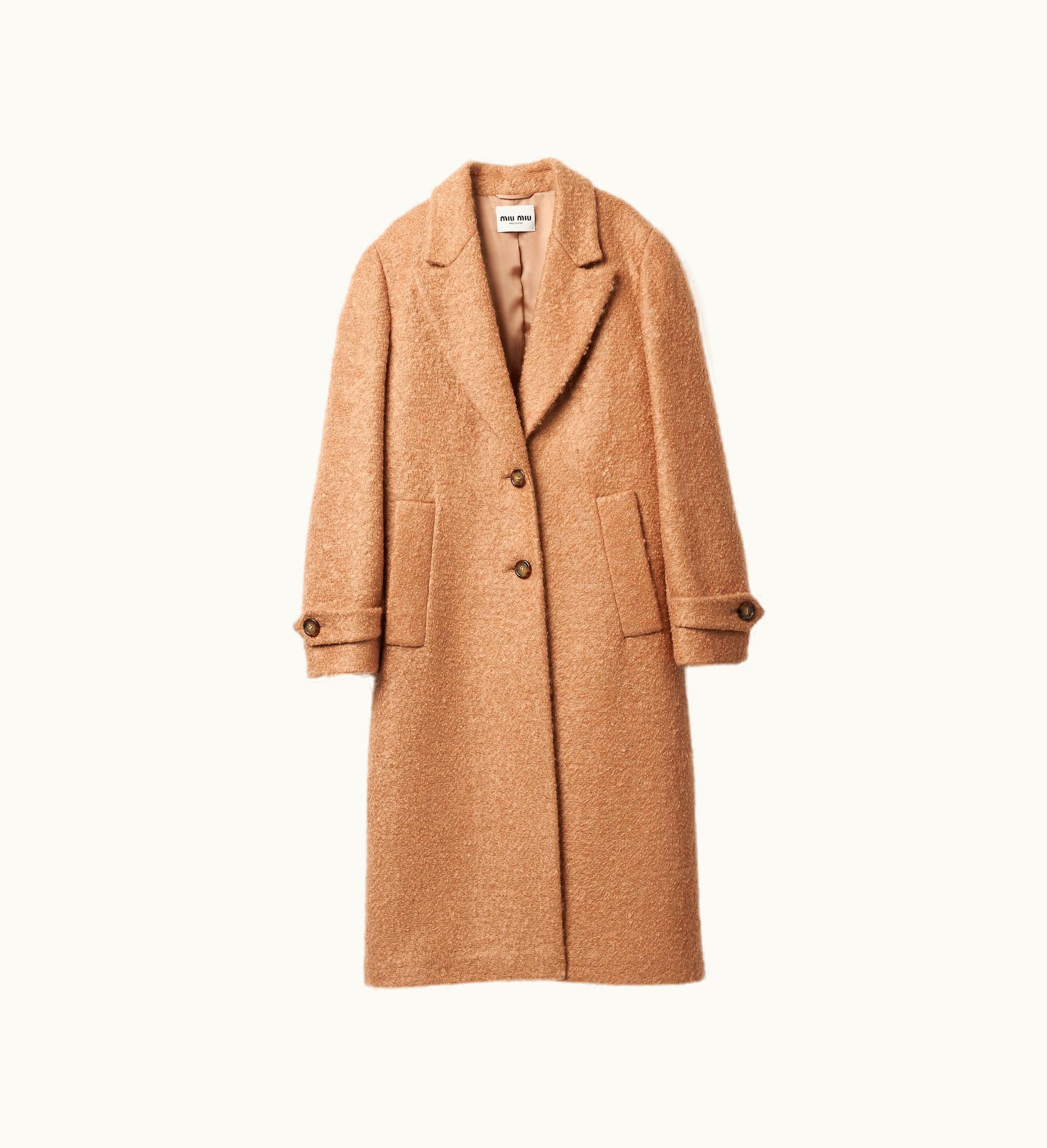 Miu Miu Miu Miu Padded single-breasted Tweed Coat Camel Brown