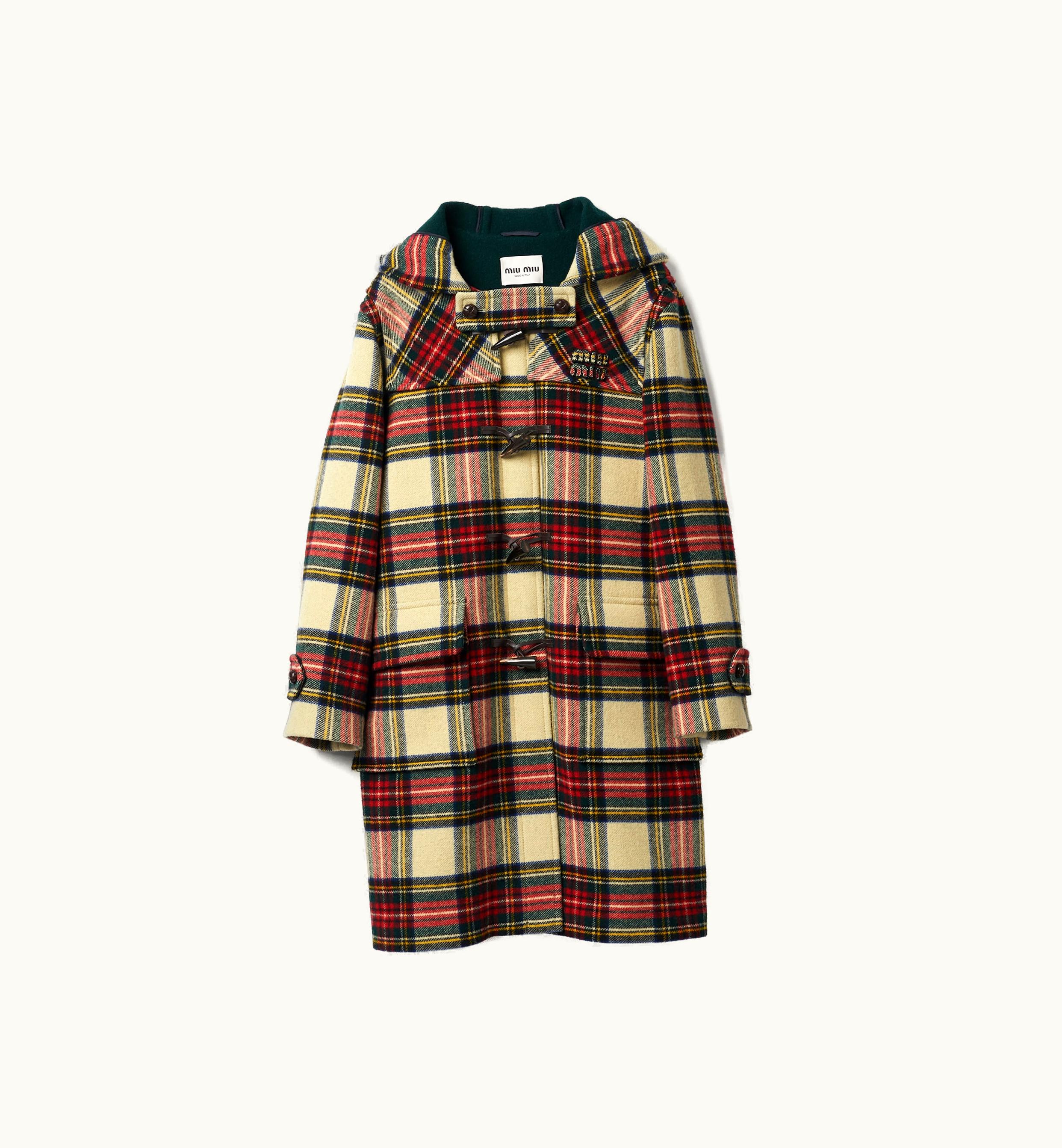 Miu Miu Miu Miu Single-breasted Plaid Cloth Coat Ivory