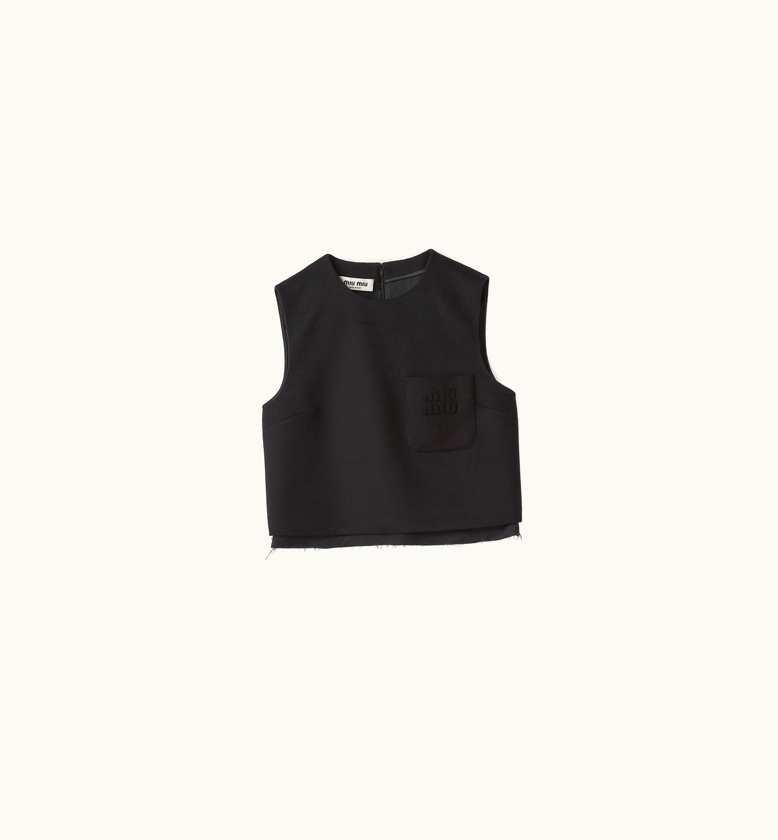 Miu Miu Miu Miu Velour Top Black Luxury Sleeveless Blouse
