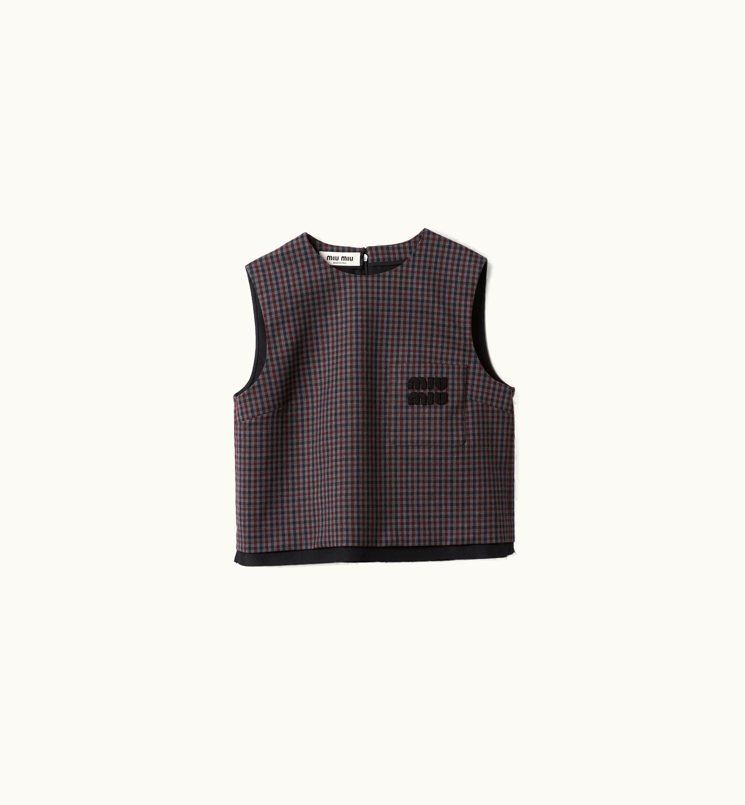 Miu Miu Miu Miu Gingham Check Top Garnet