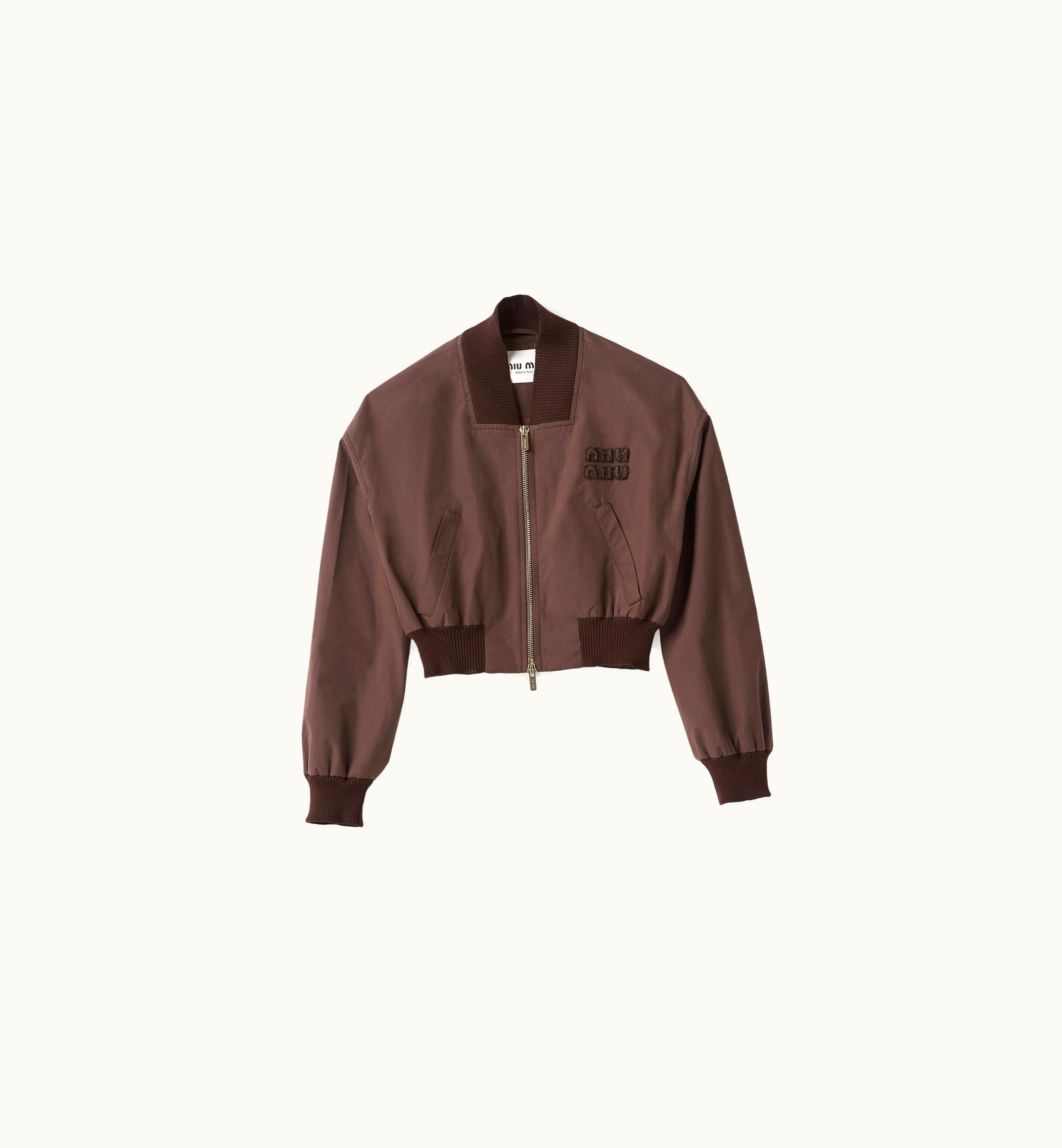 Miu Miu Miu Miu Panama Cotton Bomber Jacket Cocoa Brown