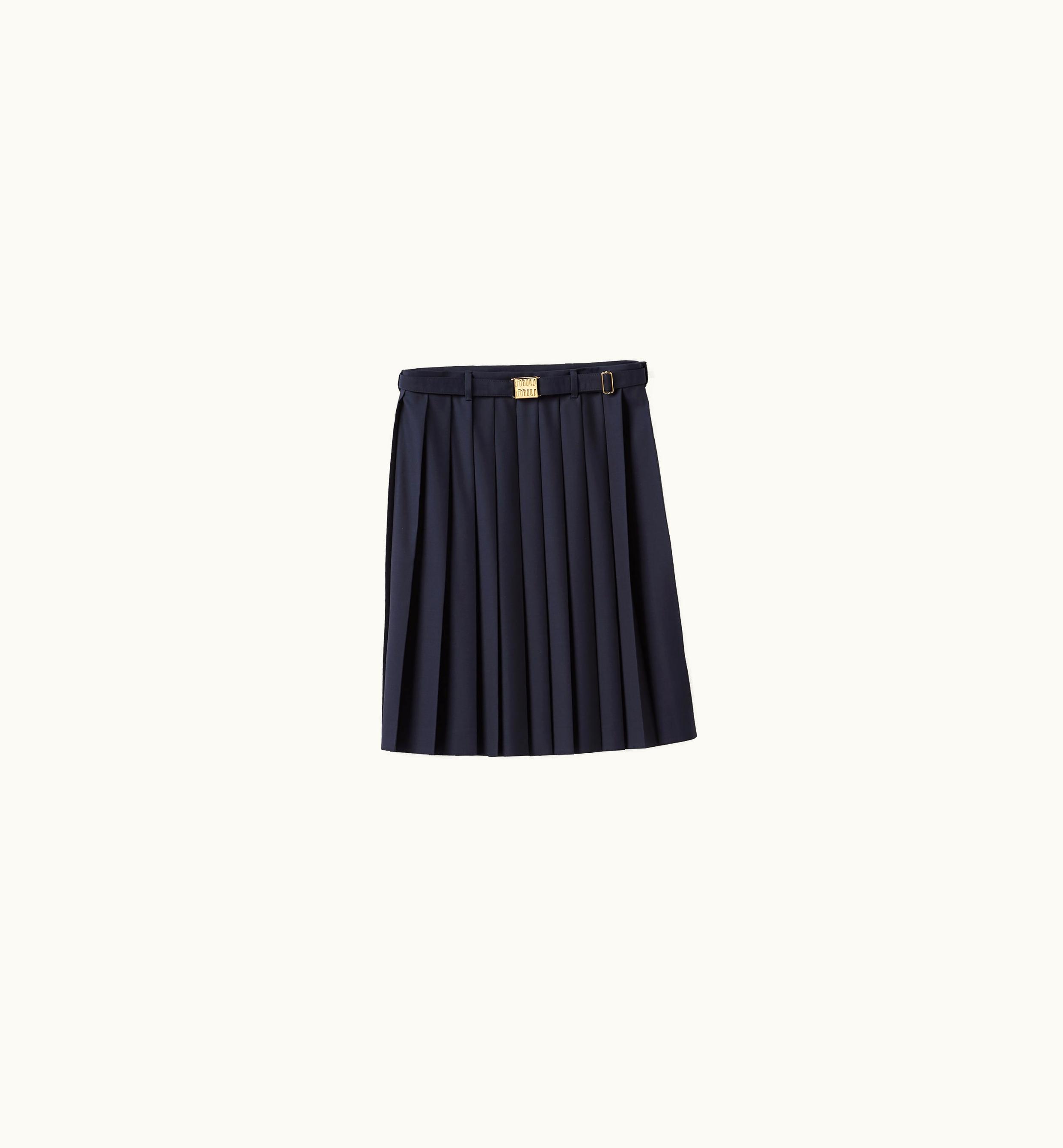Miu Miu Miu Miu Pleated Batavia Skirt Navy Blue