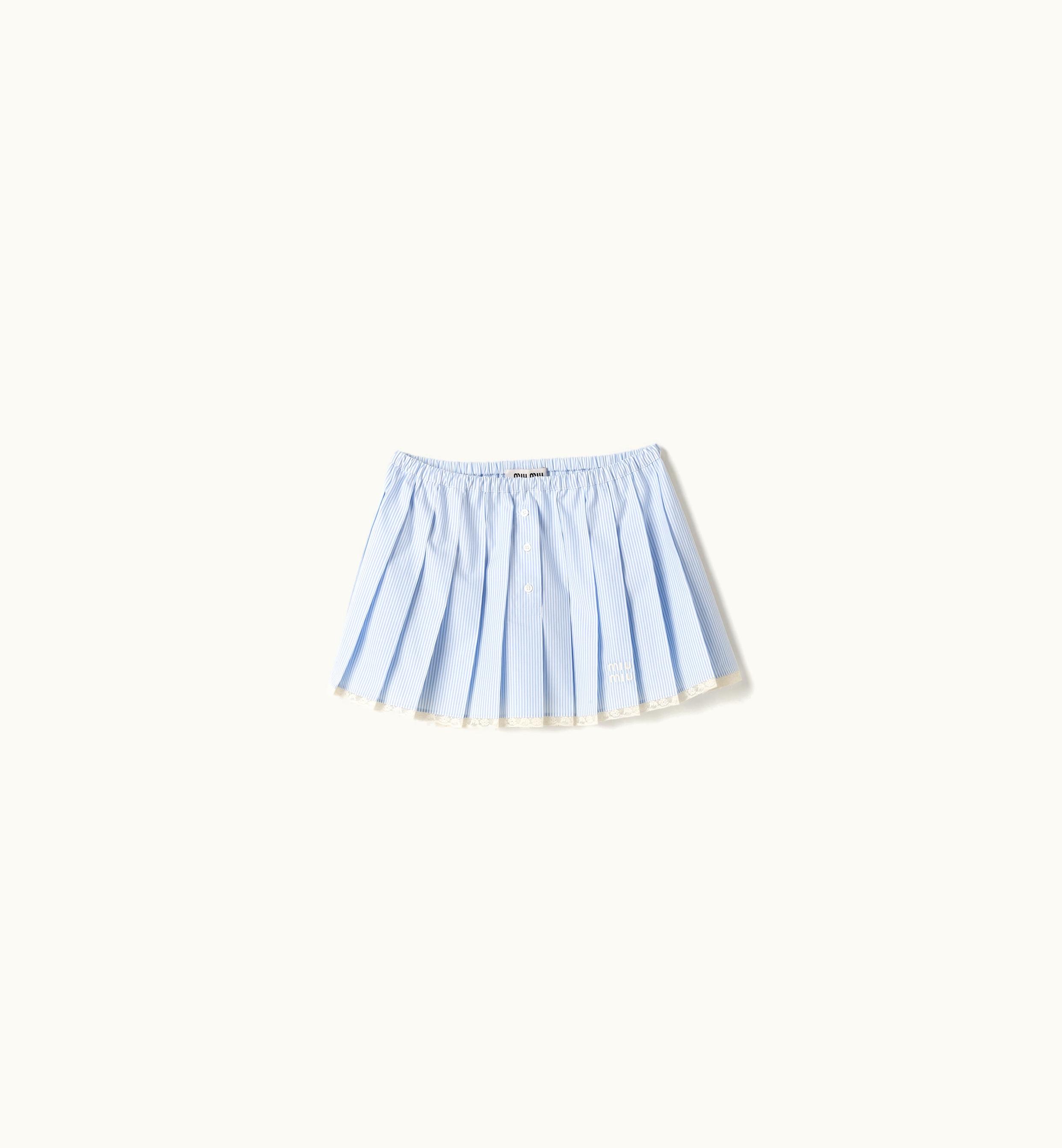 Miu Miu Miu Miu Poplin Miniskirt White / Light Blue