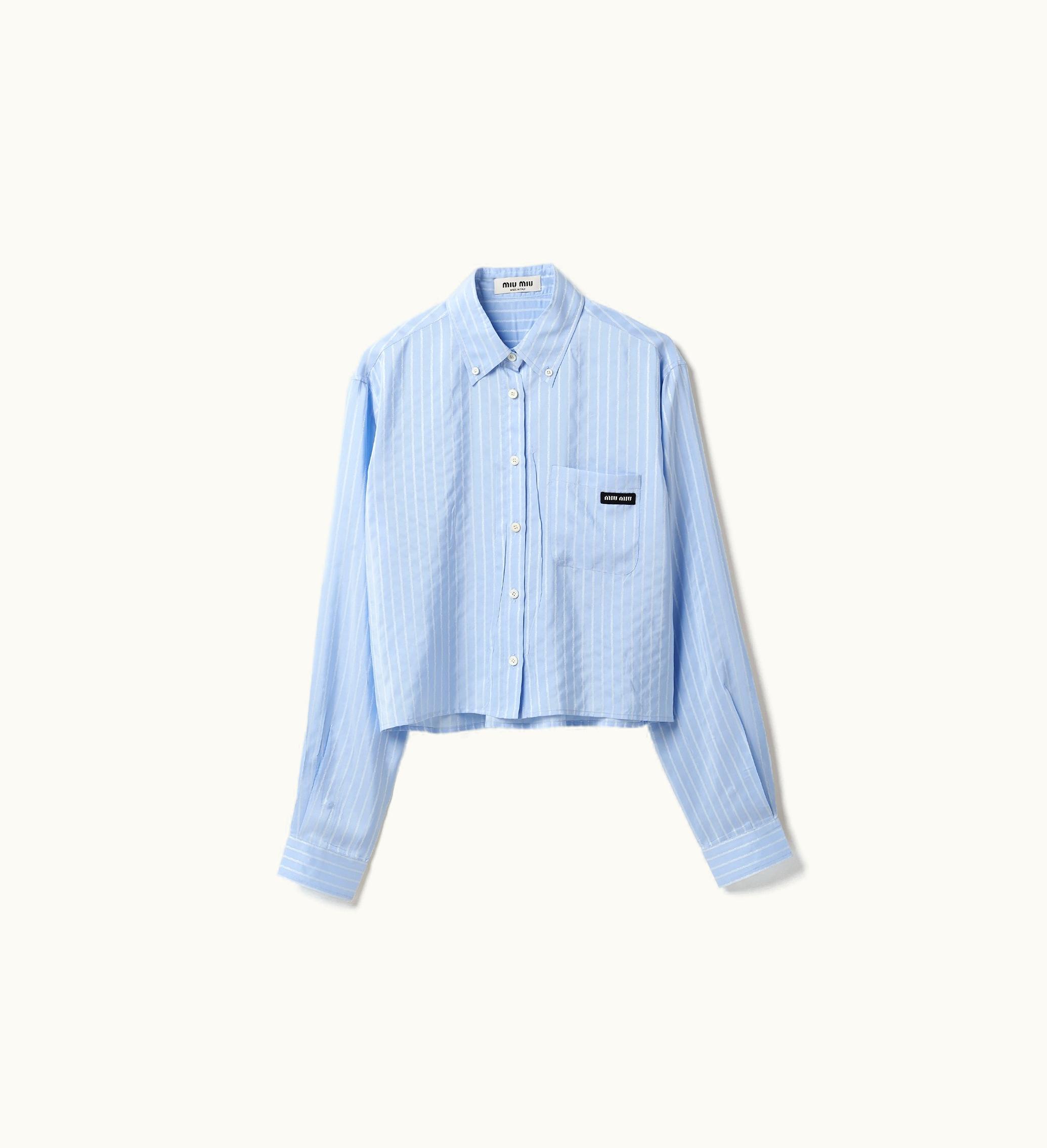 Miu Miu Miu Miu Pongé Shirt Sky Blue / White