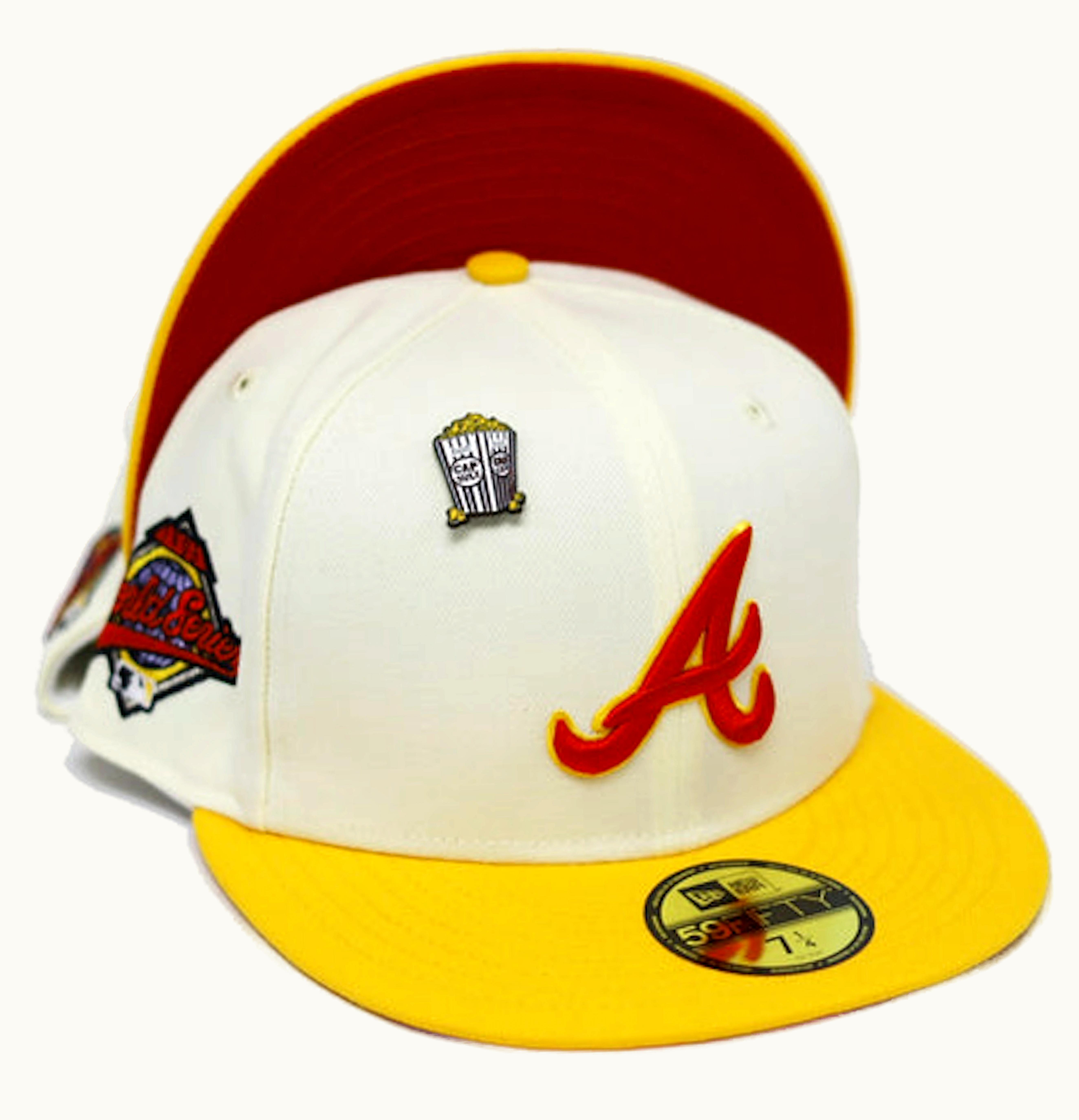New Era New Era Atlanta Braves Movie Collection 1996 World Series Patch Capsule Hats Exclusive 59Fifty Fitted Hat Tan Red