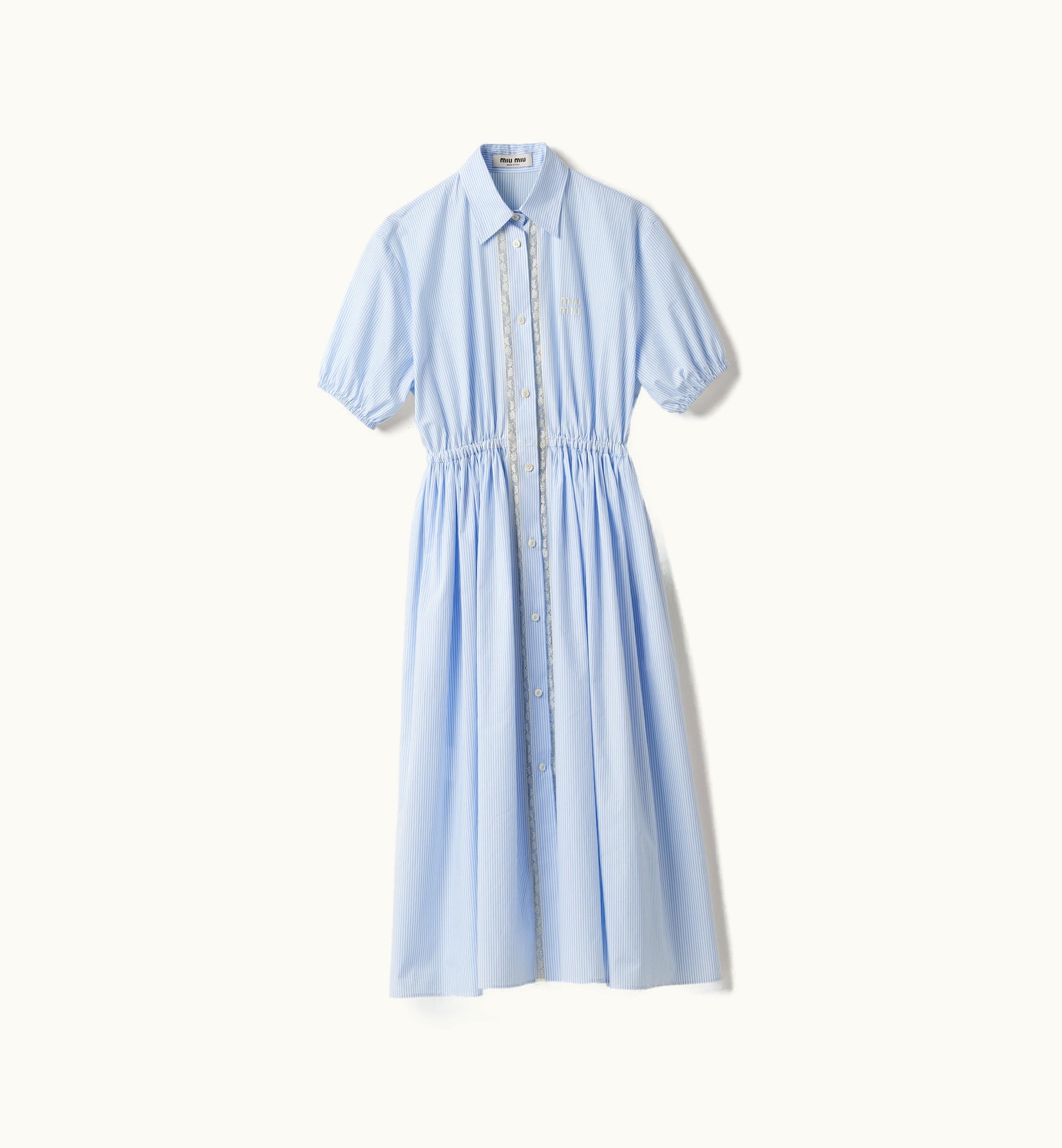 Miu Miu Miu Miu Poplin Long Dress White / Light Blue
