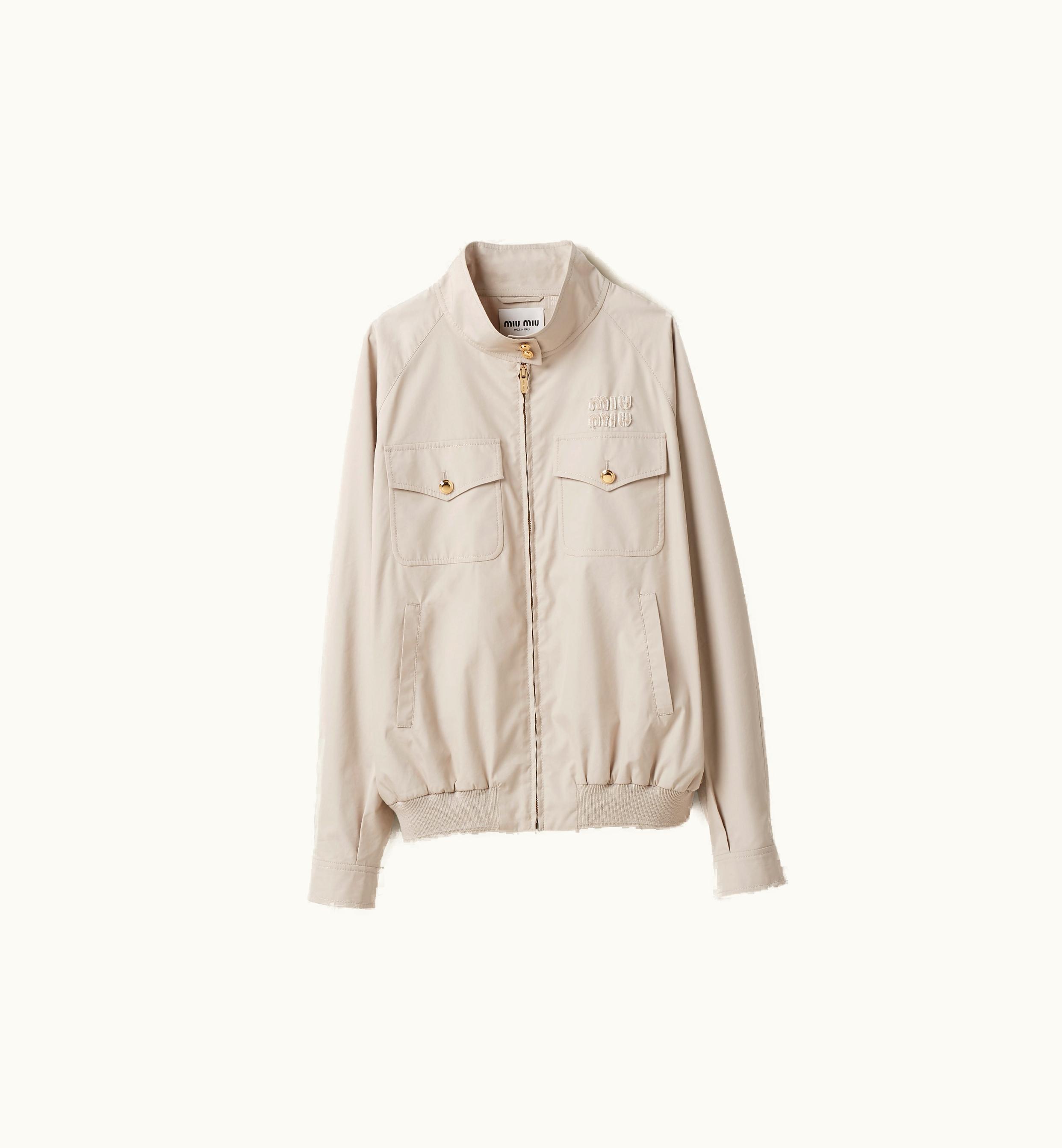 Miu Miu Miu Miu Panama Cotton Blouson Jacket Limestone
