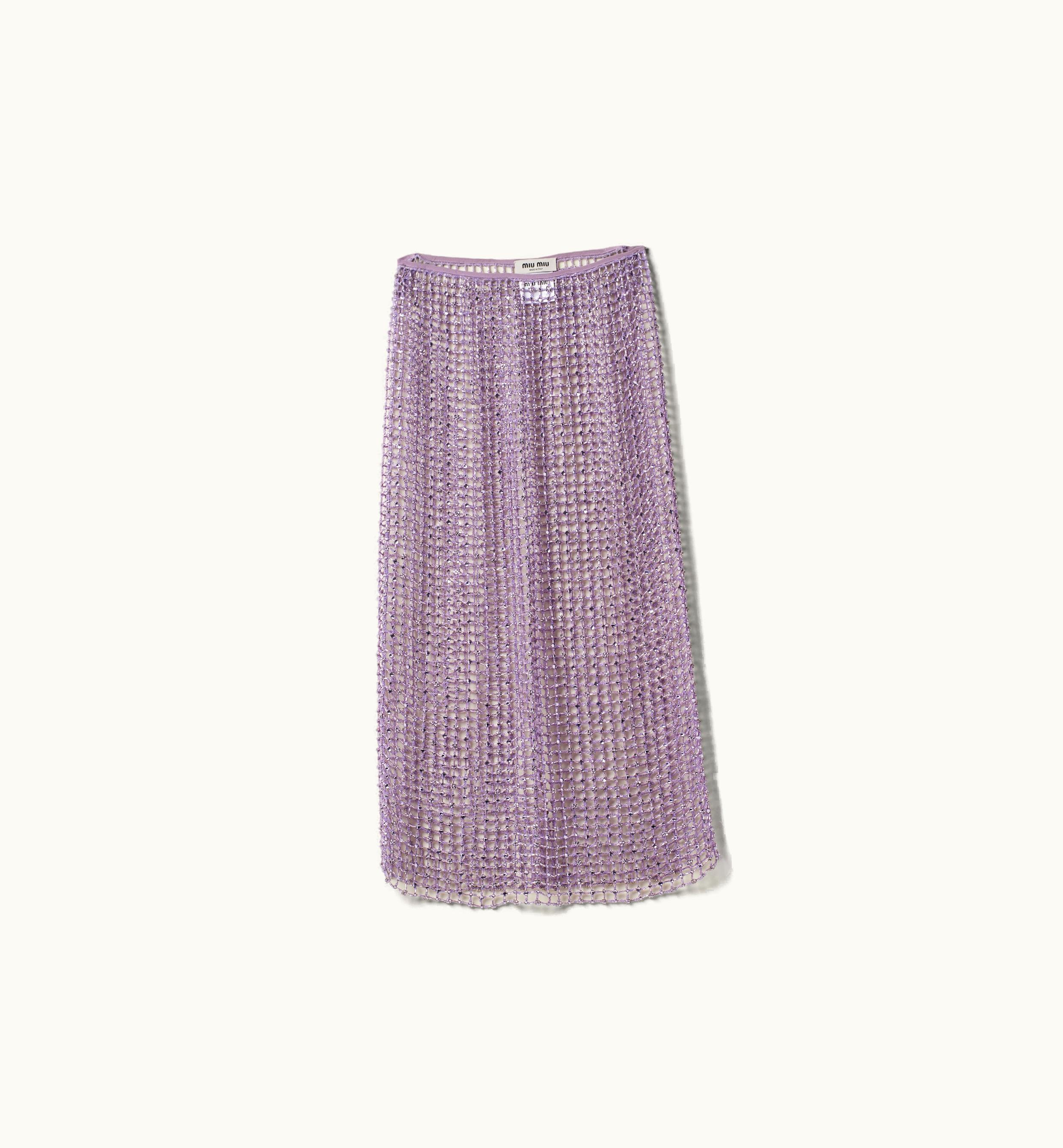 Miu Miu Miu Miu Long Embroidered Crochet Skirt Lilac