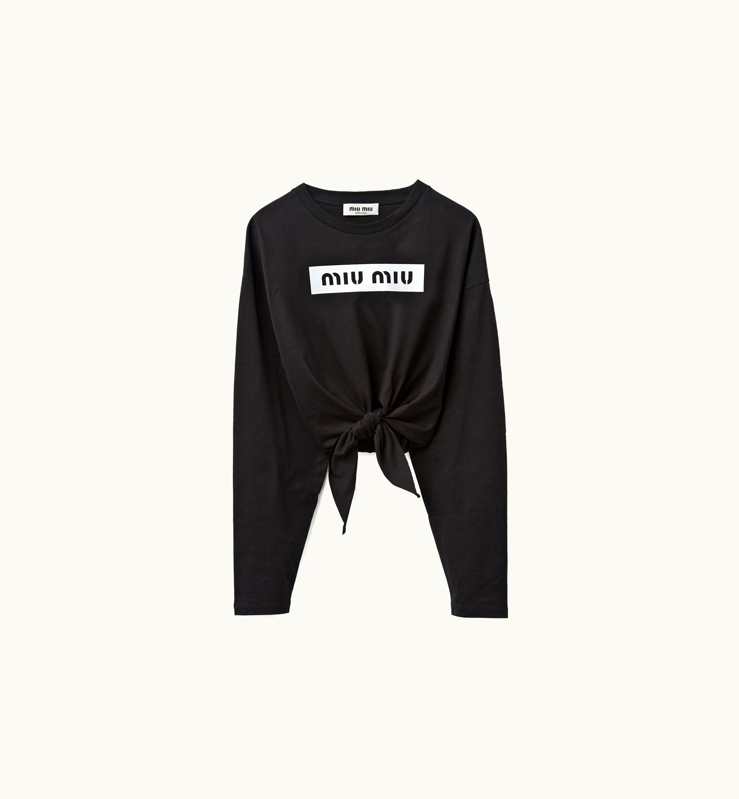 Miu Miu Miu Miu Printed Cotton Jersey T-shirt Black