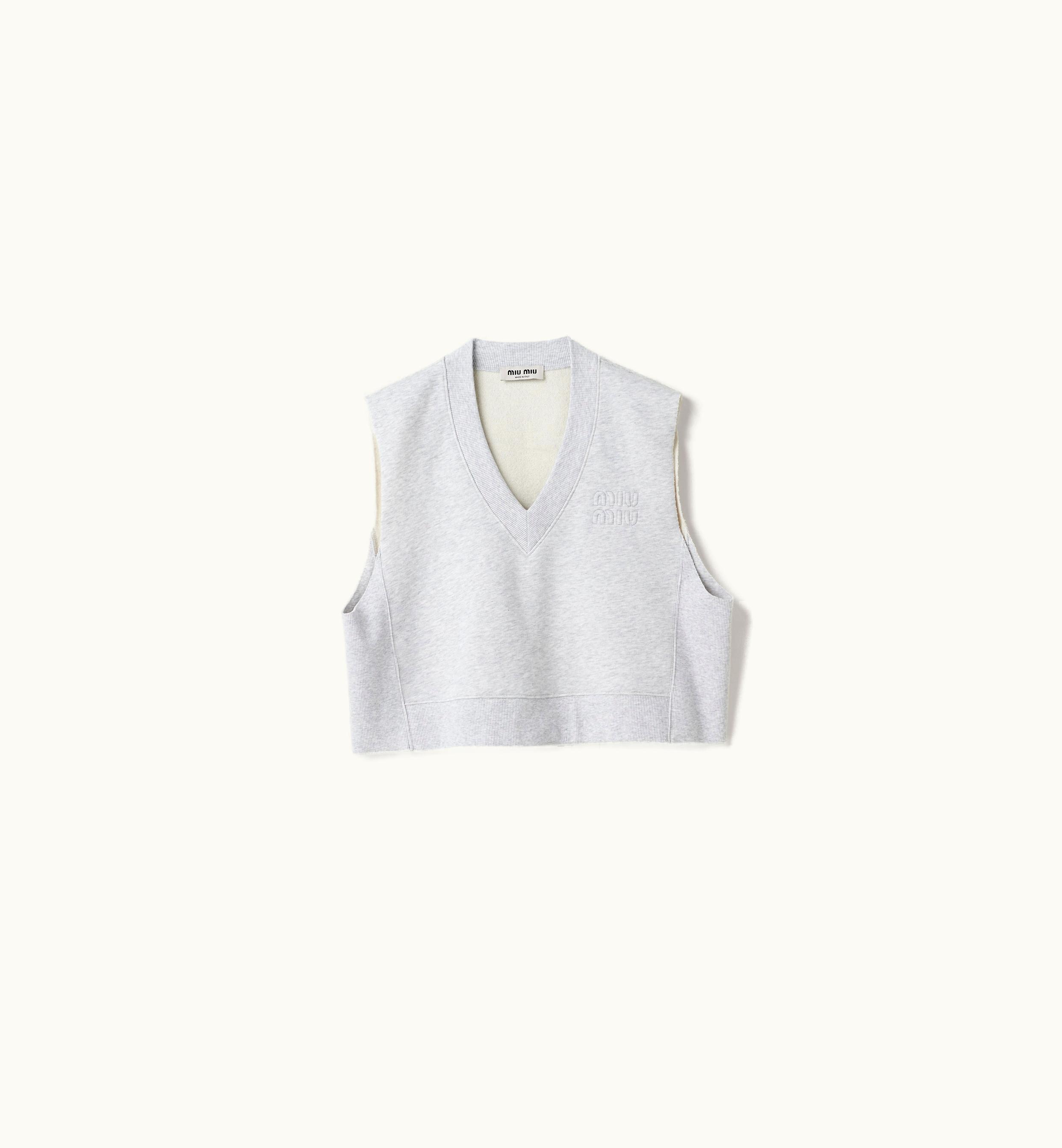 Miu Miu Miu Miu Embroidered Cotton Fleece Sweatshirt Grey