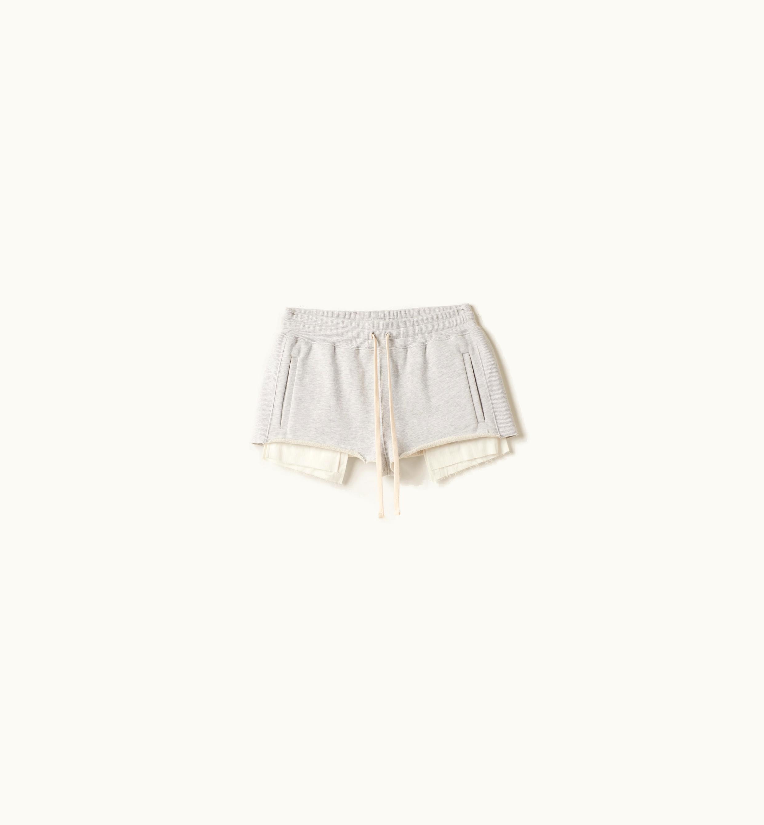 Miu Miu Miu Miu Embroidered Cotton Fleece Shorts Grey