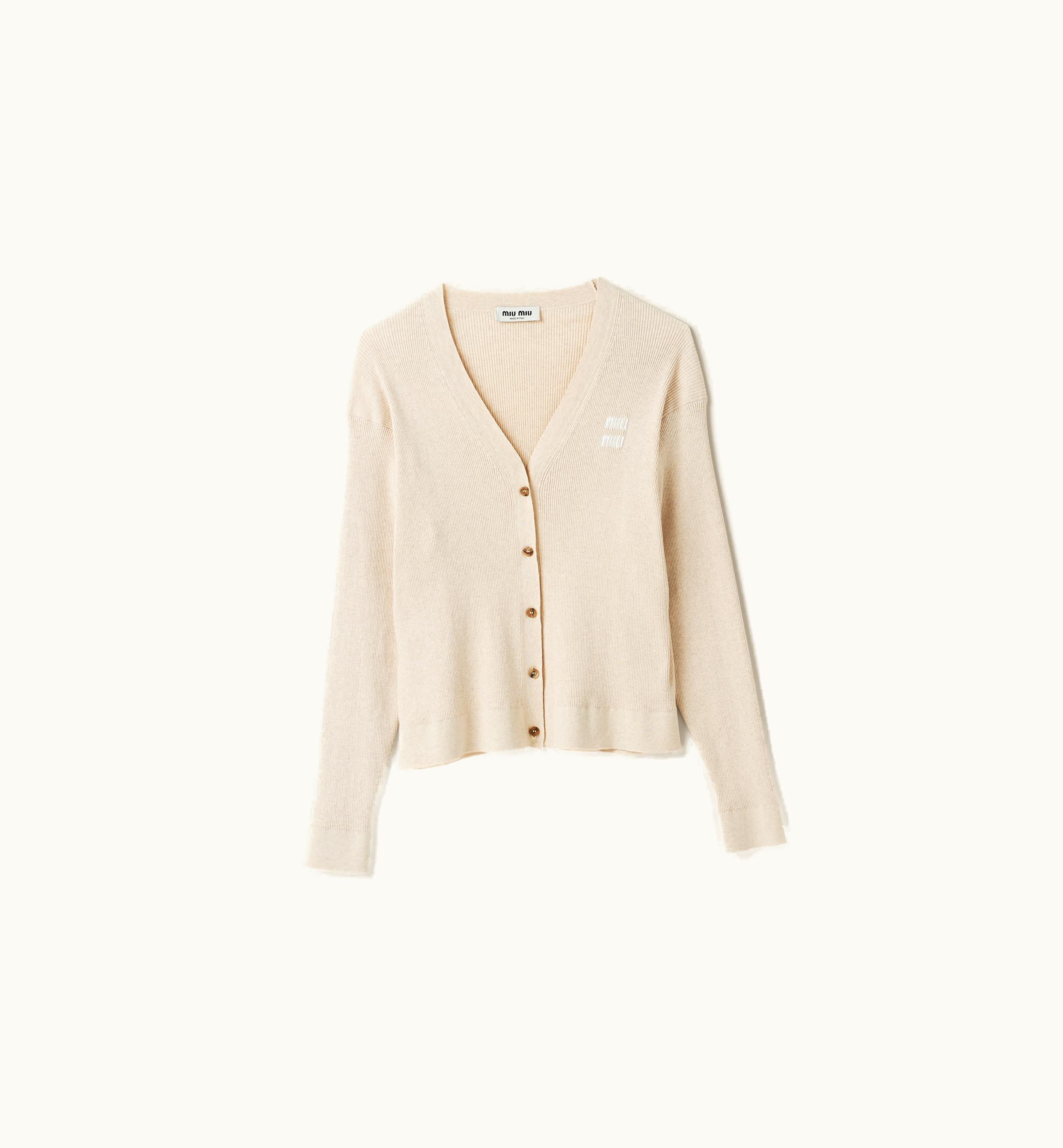 Miu Miu Miu Miu Cotton Knit Cardigan Ivory