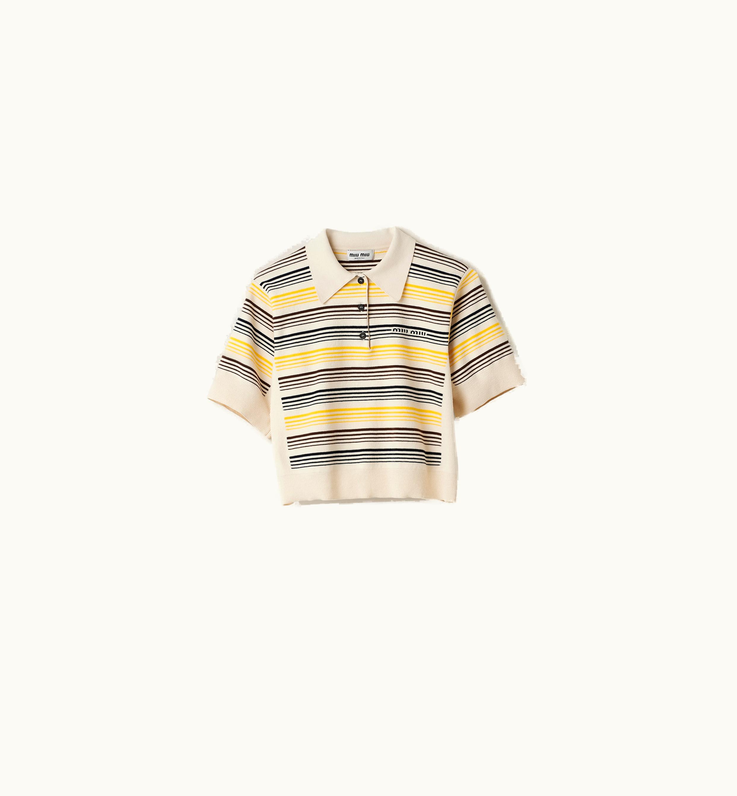 Miu Miu Miu Miu Cotton Knit Polo Shirt Ivory
