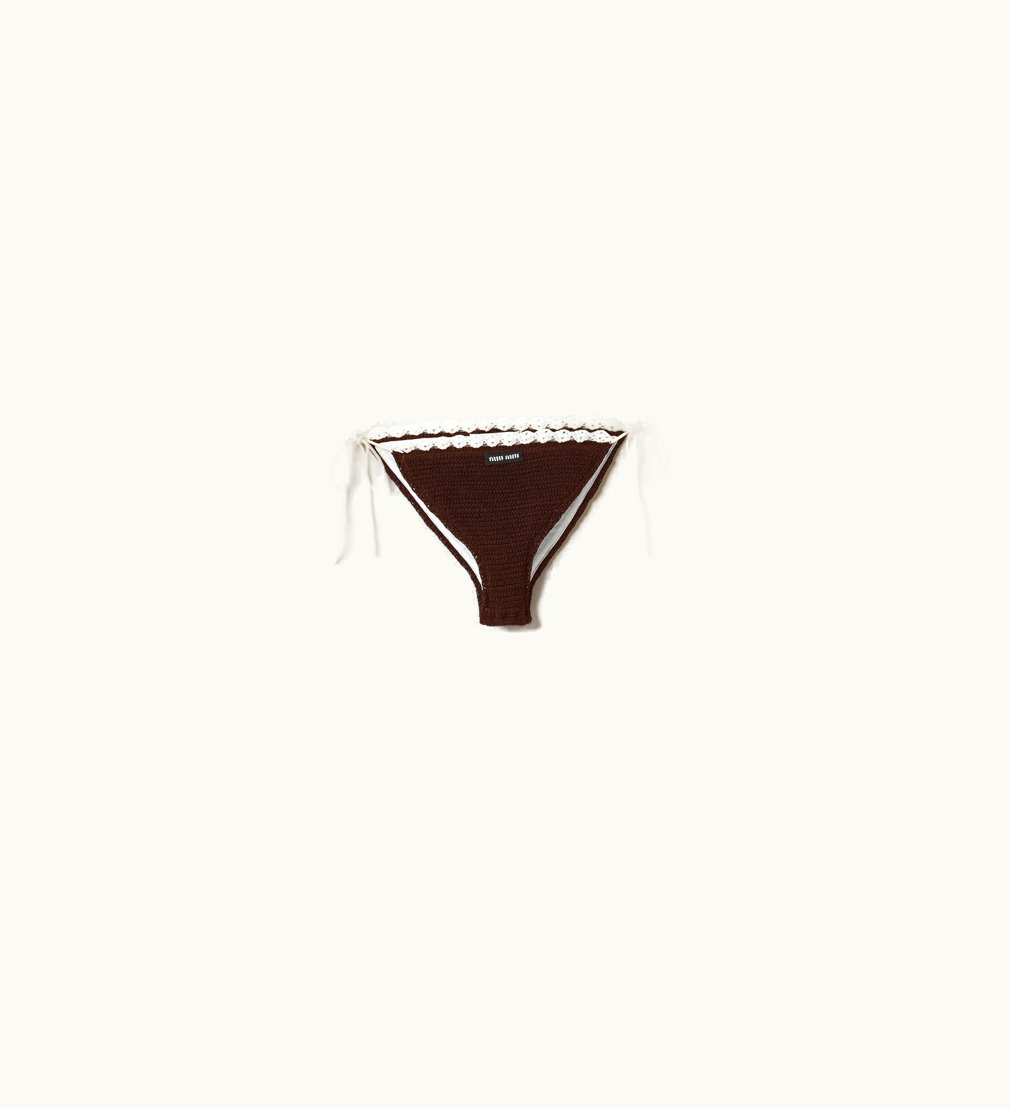 Miu Miu Miu Miu Cotton Bikini Panties With Logo Cocoa Brown