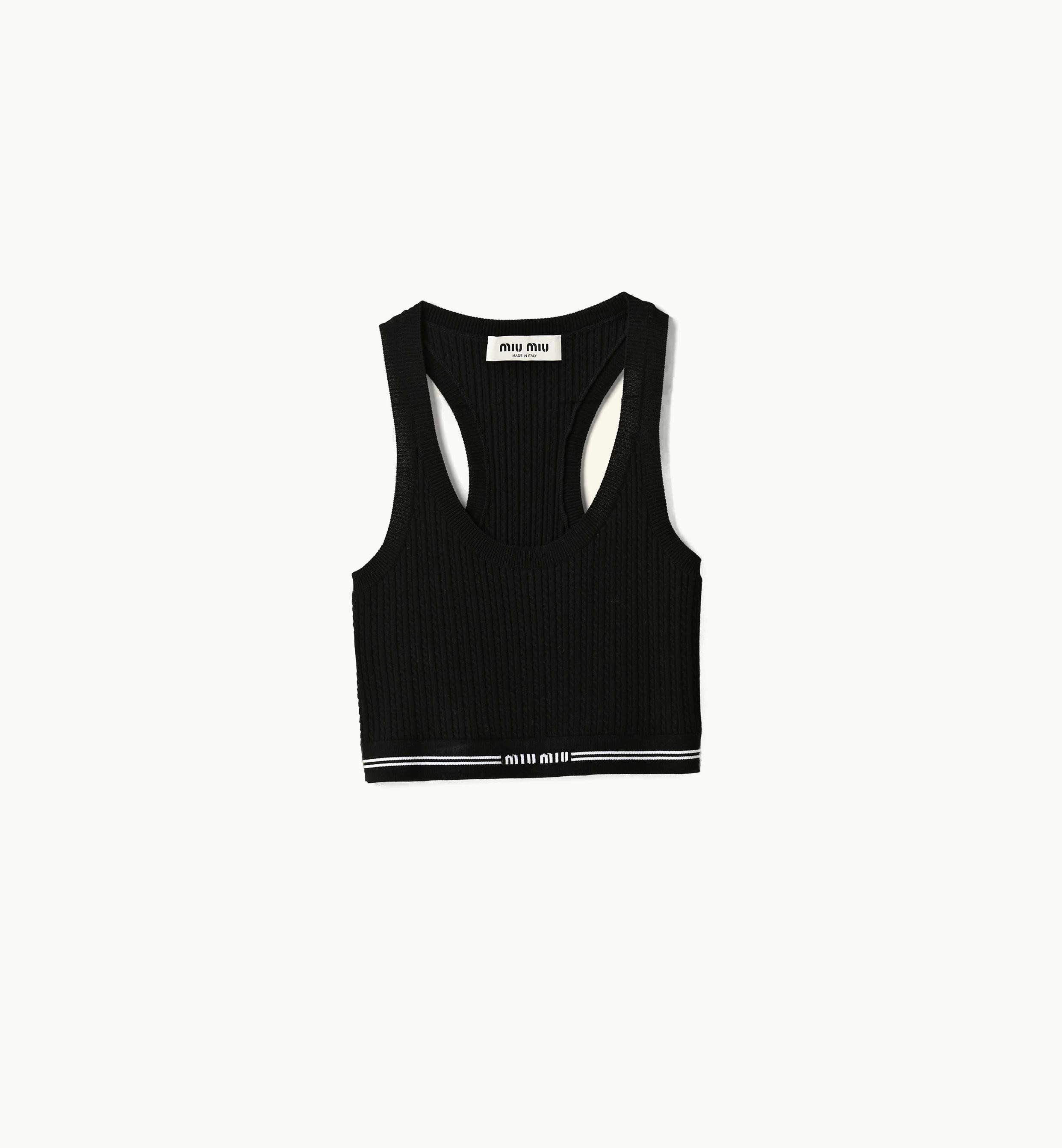 Miu Miu Miu Miu Cable-Stitch Knit Viscose Top Black