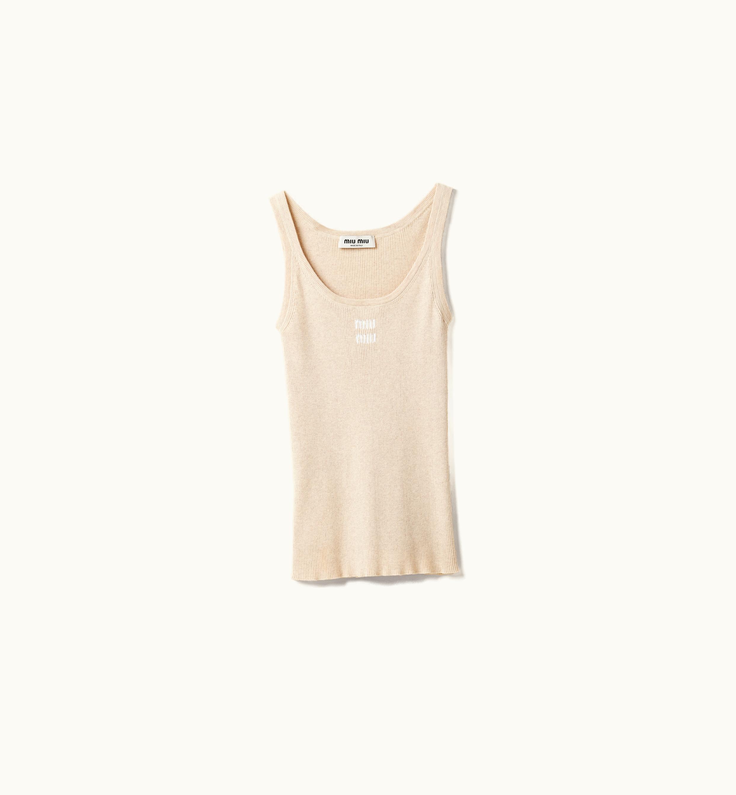 Miu Miu Miu Miu Cotton Knit Tank Top Ivory