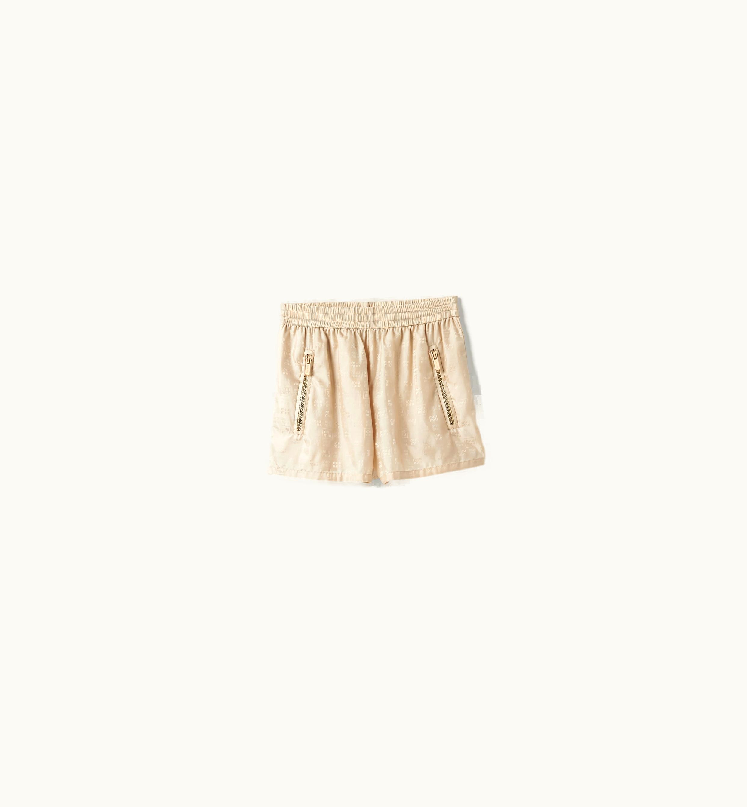 Miu Miu Miu Miu Nylon Shorts With Logo Desert Beige