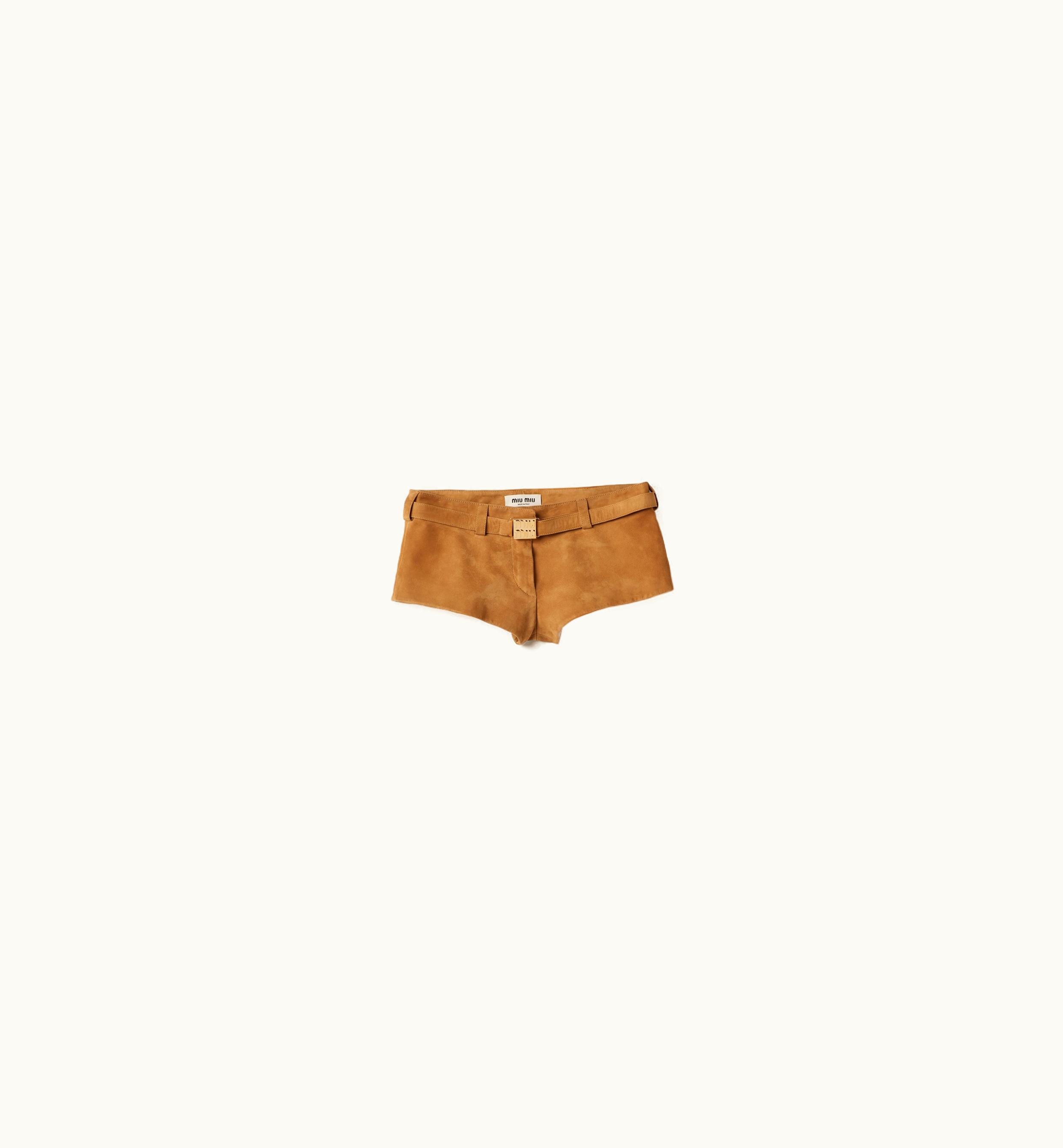 Miu Miu Miu Miu Suede Shorts Maple Brown