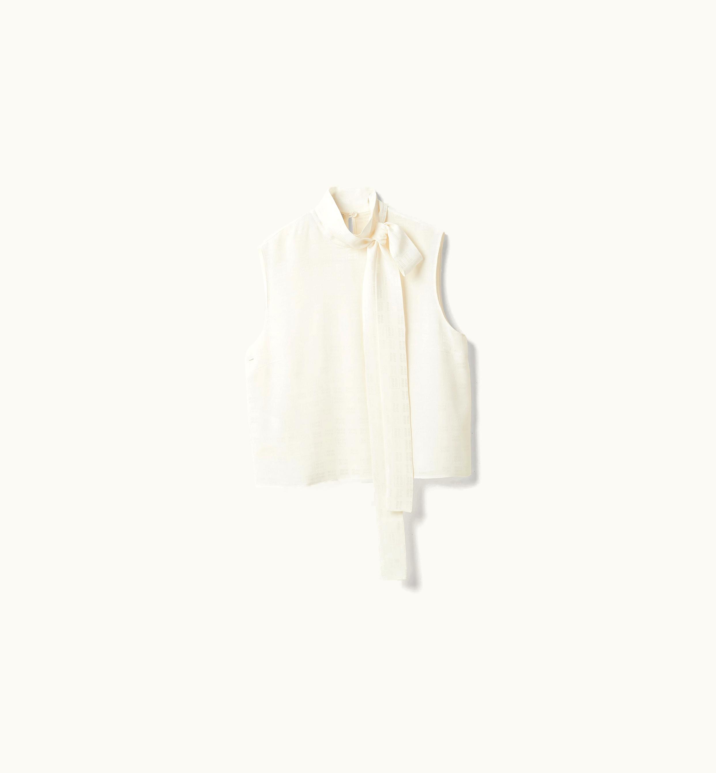 Miu Miu Miu Miu Crepe De Chine Jacquard Top White