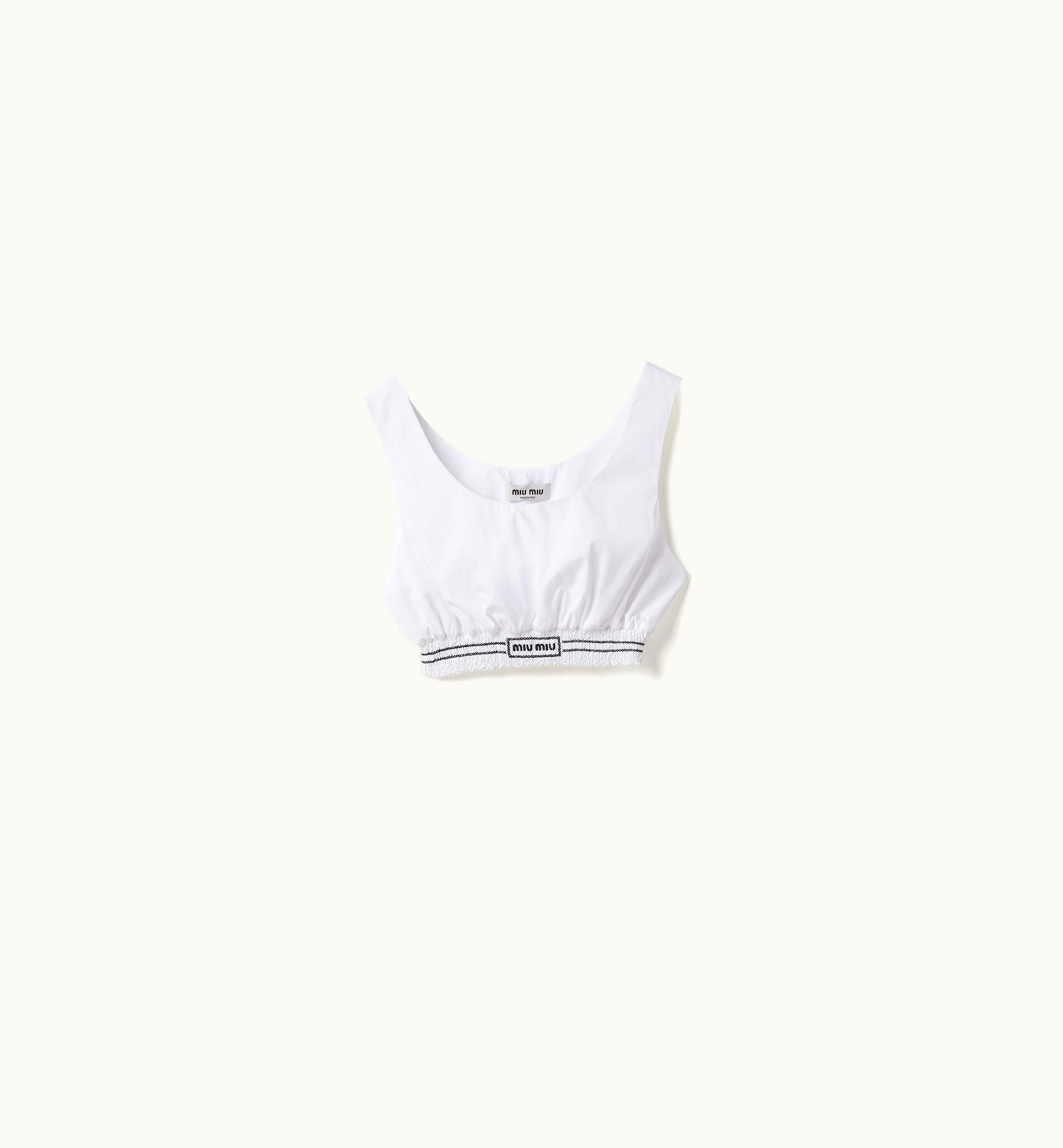 Miu Miu Miu Miu Balloon Effect Embroidered Poplin Top White