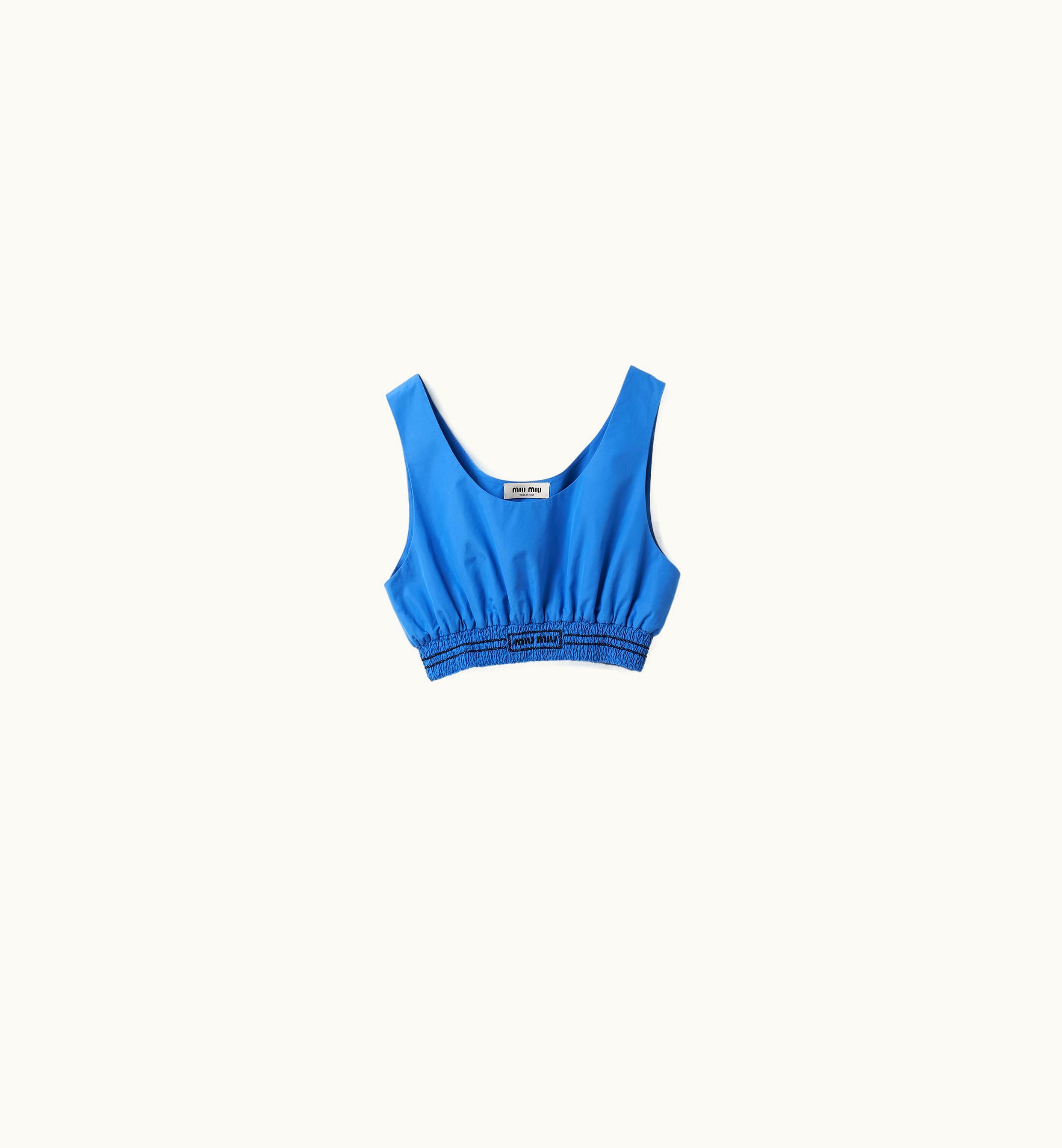 Miu Miu Miu Miu Embroidered Poplin Top Periwinkle Blue