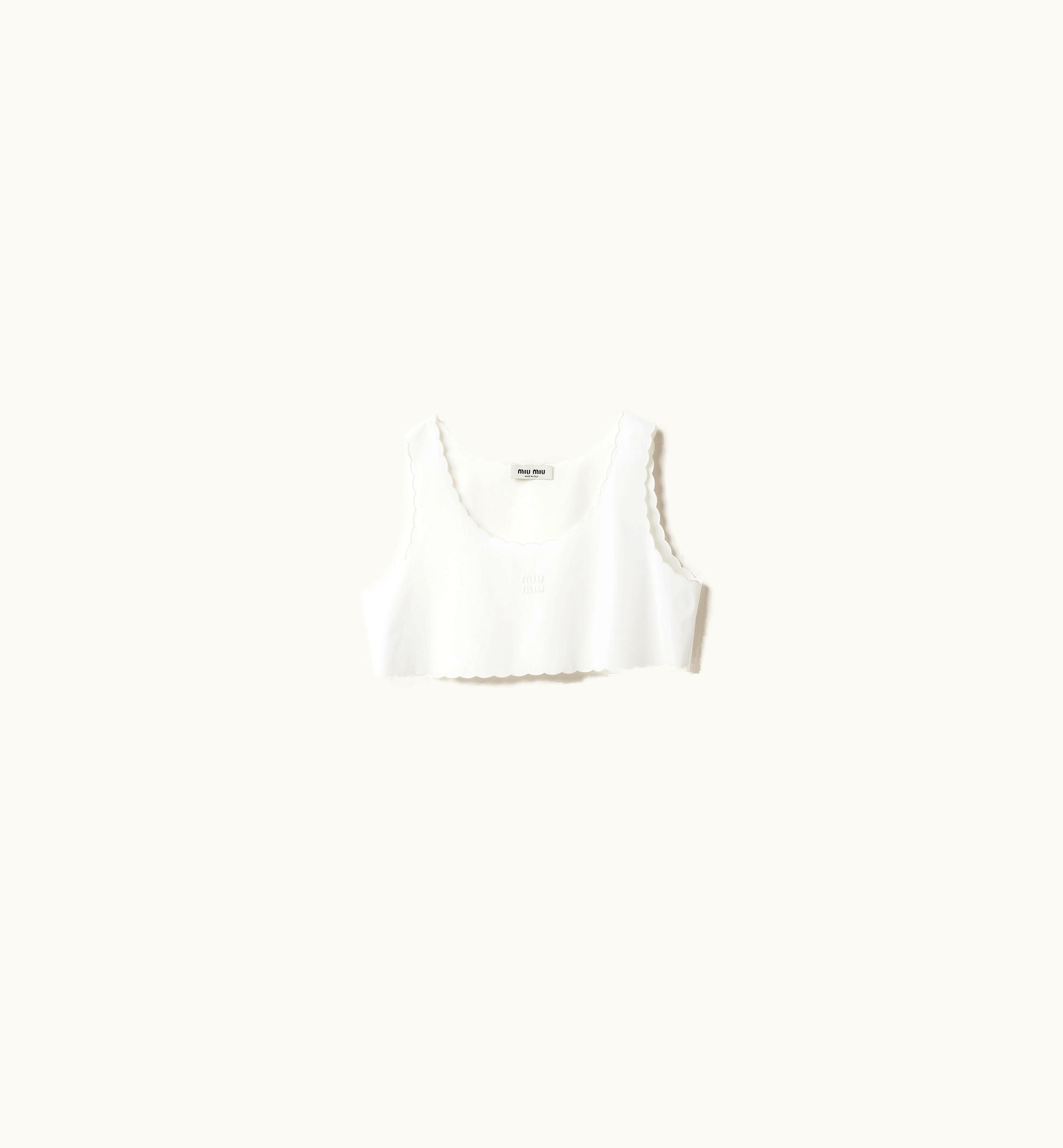 Miu Miu Miu Miu Embroidered Logo Poplin Top White