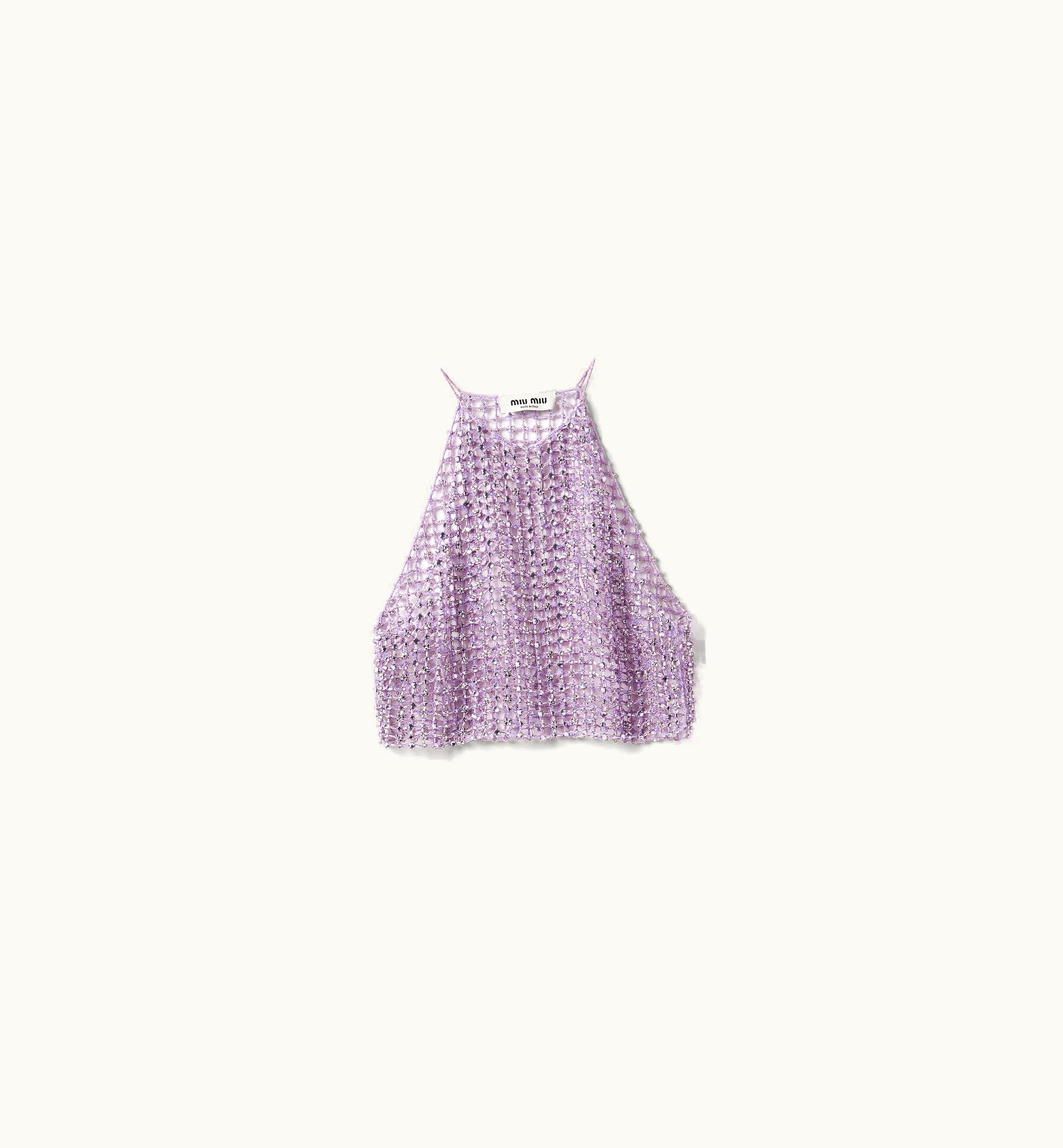 Miu Miu Miu Miu Embroidered Crochet Top Lilac